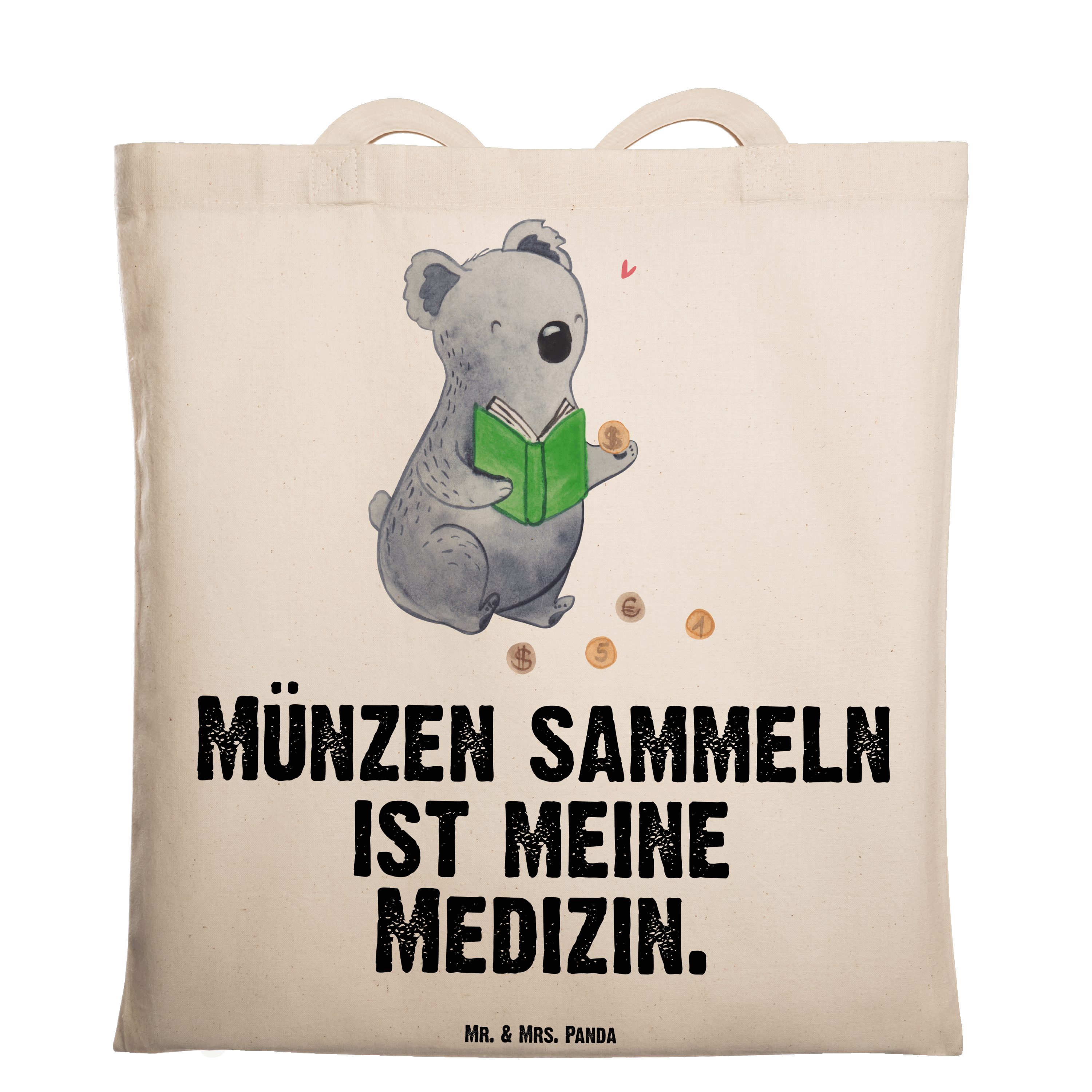 Mr. & Mrs. Panda Tragetasche Koala Münzen sammeln Medizin - Transparent - Geschenk, Gewinn, Münzen (1-tlg)