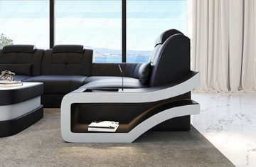 Sofa Dreams Wohnlandschaft Ledersofa Leder Couch Elegante U-Form Ledercouch, wahlweise mit Bettfunktion