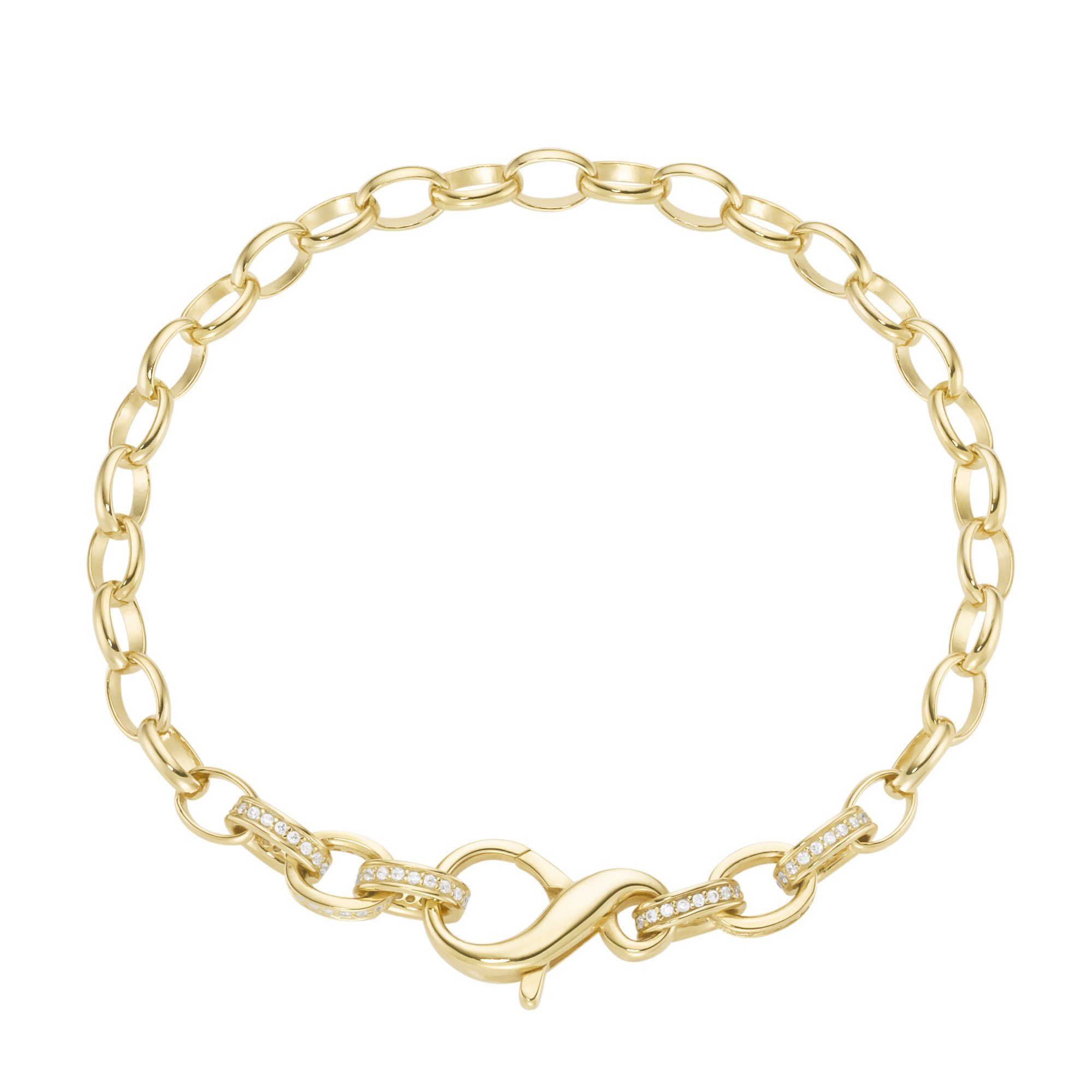 Armband Ankerkette mit Zirkonia, Silber 925