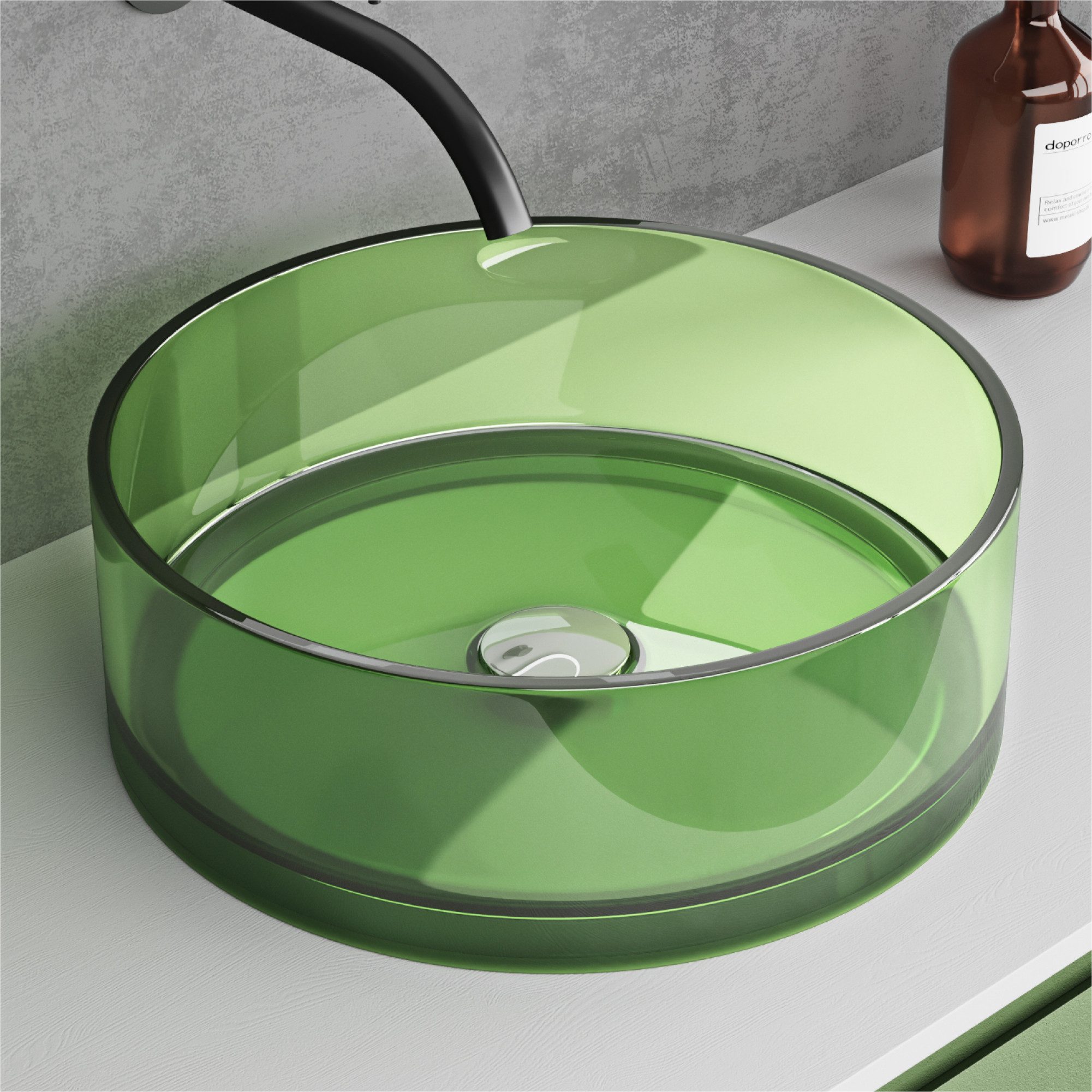 doporro Waschbecken Aufsatzwaschbecken Waschschale rund Ø 40 cm exklusive Design Col804, in einem Stück gegossen