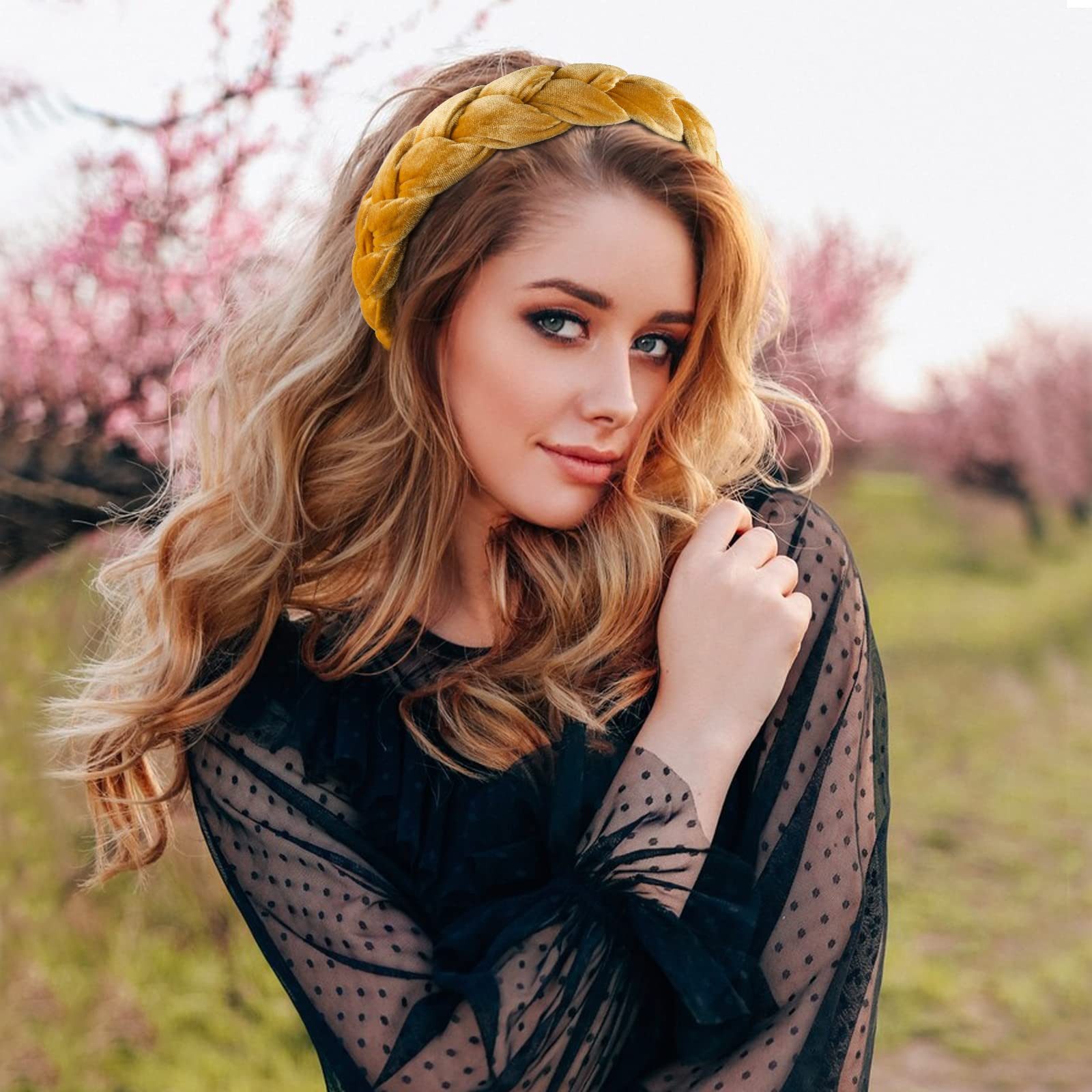 Zaewry Haarband Damen Geflochtene Stirnbänder Samt Haarreifen Vintage Breit Haarband, Elastische Criss Cross Haarbänder Zubehör für Damen und Mädchen