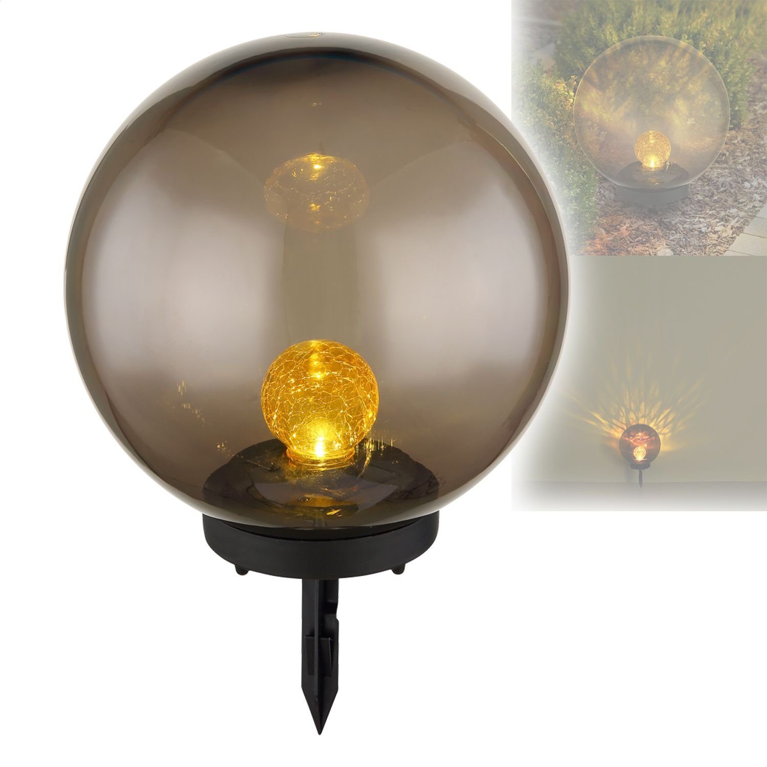 bmf-versand LED Solarleuchte Solarleuchte Garten Kugeln Glas Solarlampe Außen Leuchte Solar mit, Dekolampe, LED fest integriert, warmweiß, Gartenbeleuchtung
