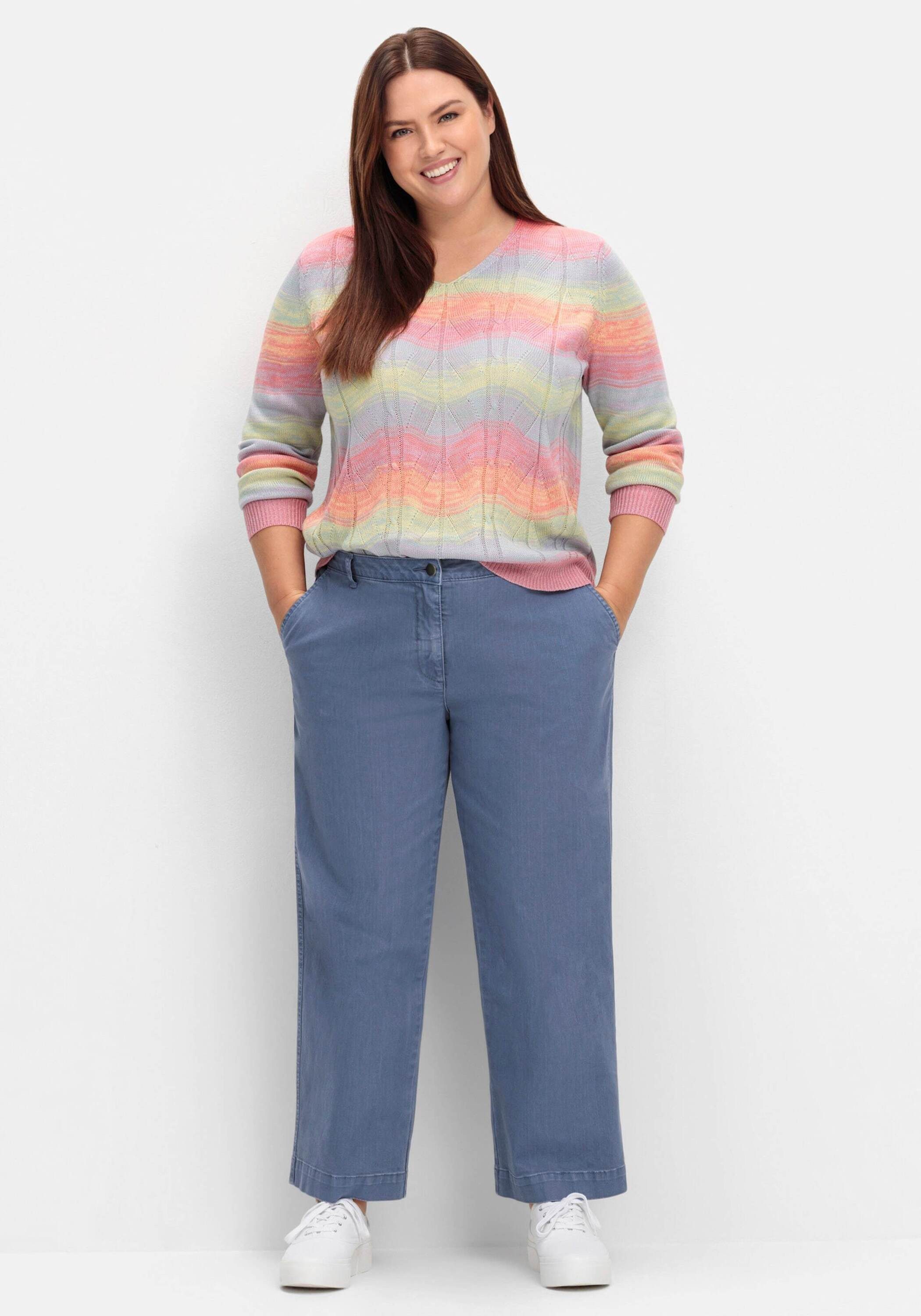 Sieh an! Strickpullover Pullover Langarm Ajour mit Ajourstrickmuster im Farbverlauf