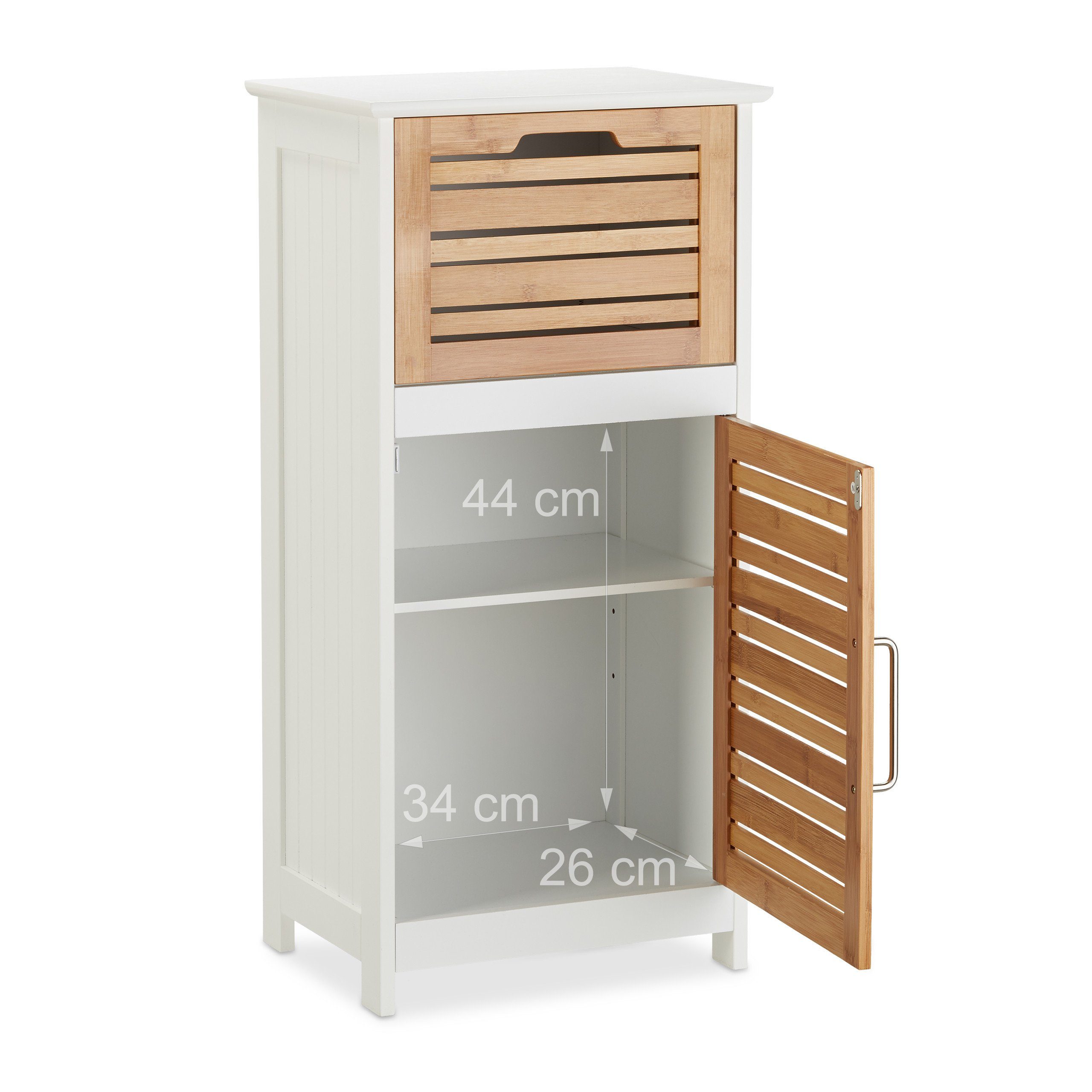 relaxdays Beistellschrank aus Bambus in Weiß (1-St) – Bild 5 von 5