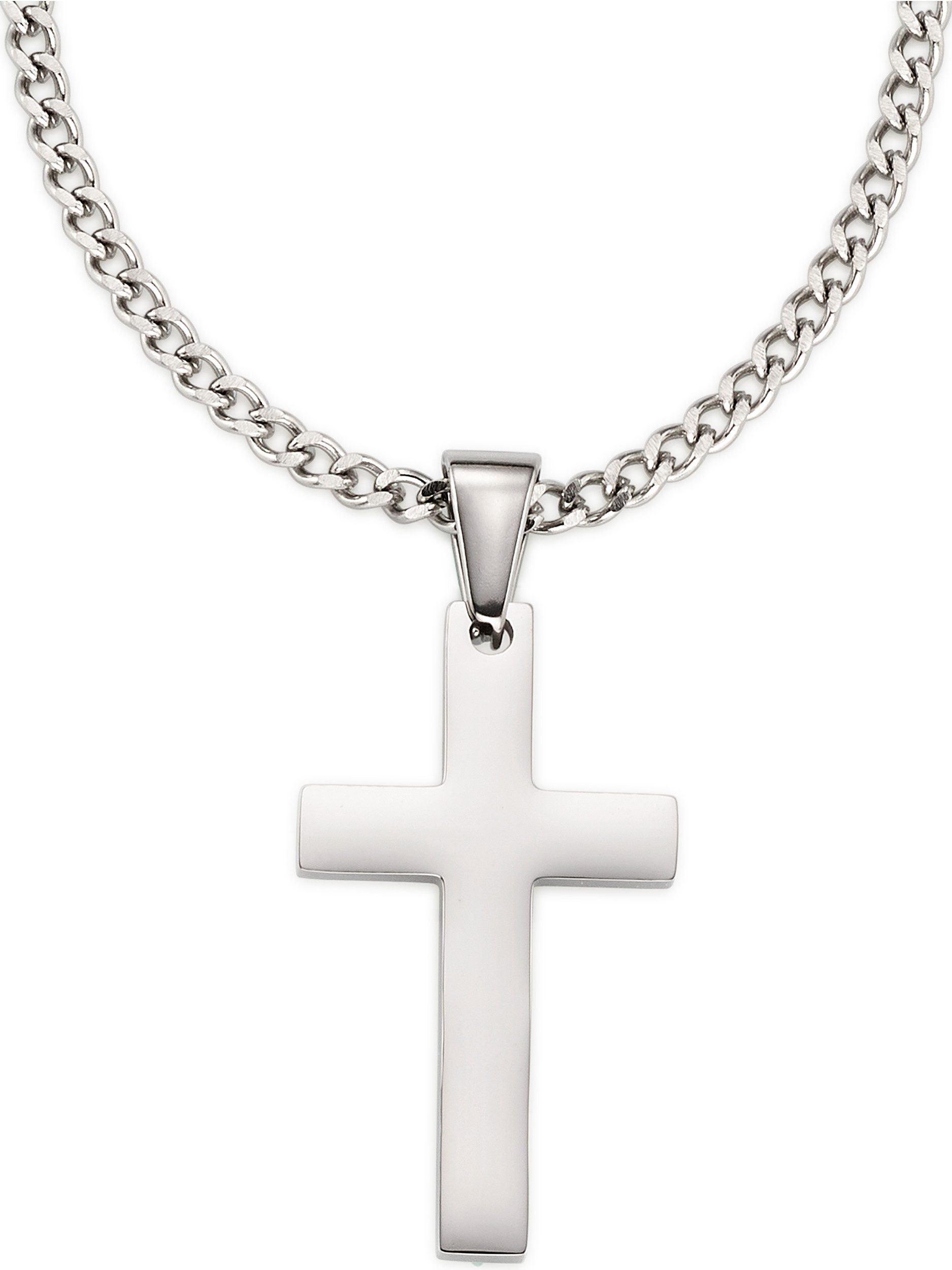 Bruno Banani Kette mit Anhänger Edelstahlkette mit Kreuzanhänger