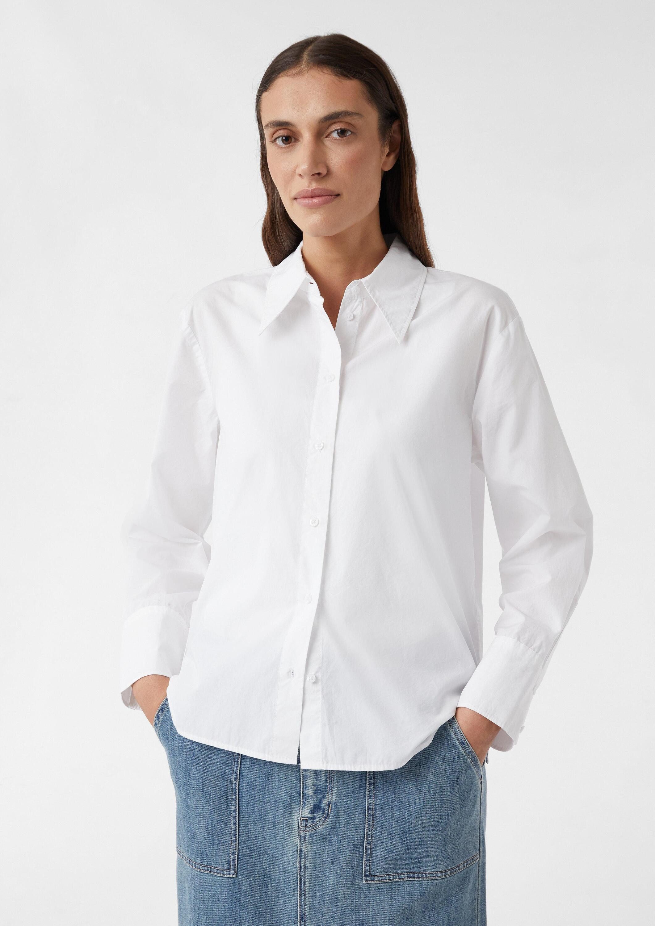 comma Langarmbluse Bluse Hemdbluse im Relaxed Fit aus Baumwolle günstig online kaufen