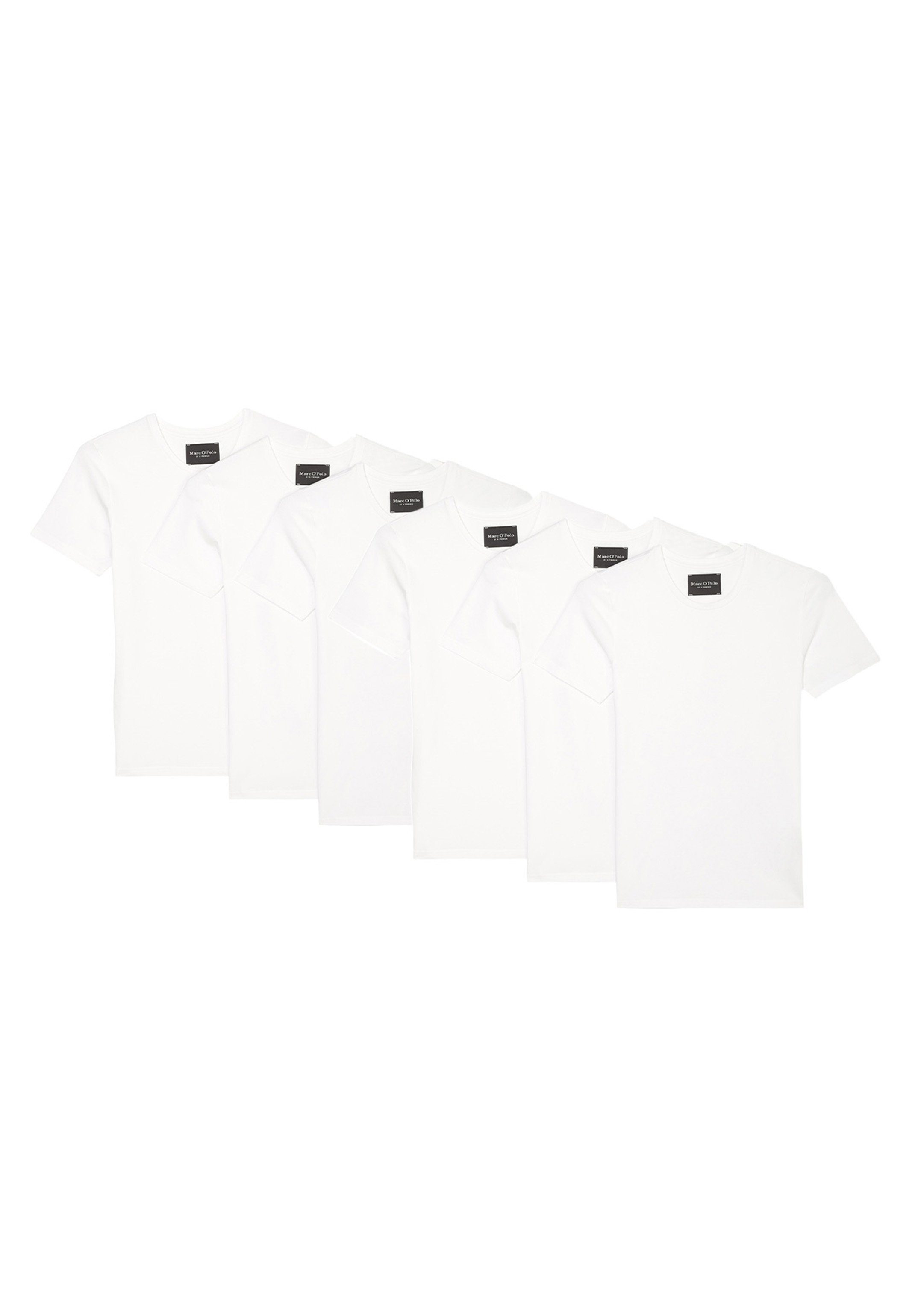 Marc O'Polo Unterhemd 6er Pack Essentials Organic Cotton (Spar-Set, 6-St) Unterhemd / Shirt Langarm - Baumwolle - Weiß