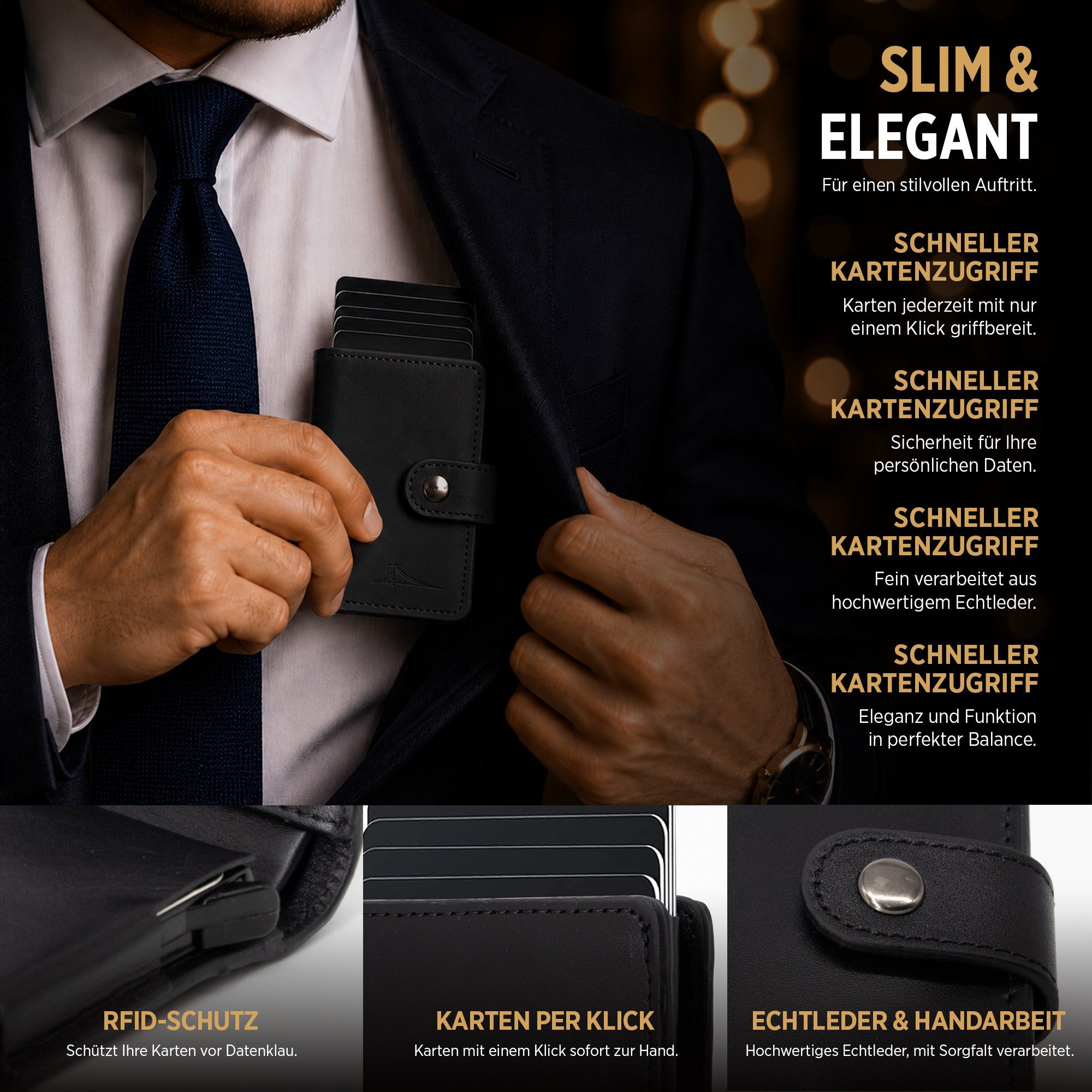 herémood Geldbörse Portemonnaie Damen & Herren, Leder Geldbörse Wallet mit RFID Schutz (Kleines Portemonnaie Damen & Herren, Geburtstag Geschenk Frau & Mann, 1- – Bild 2 von 5