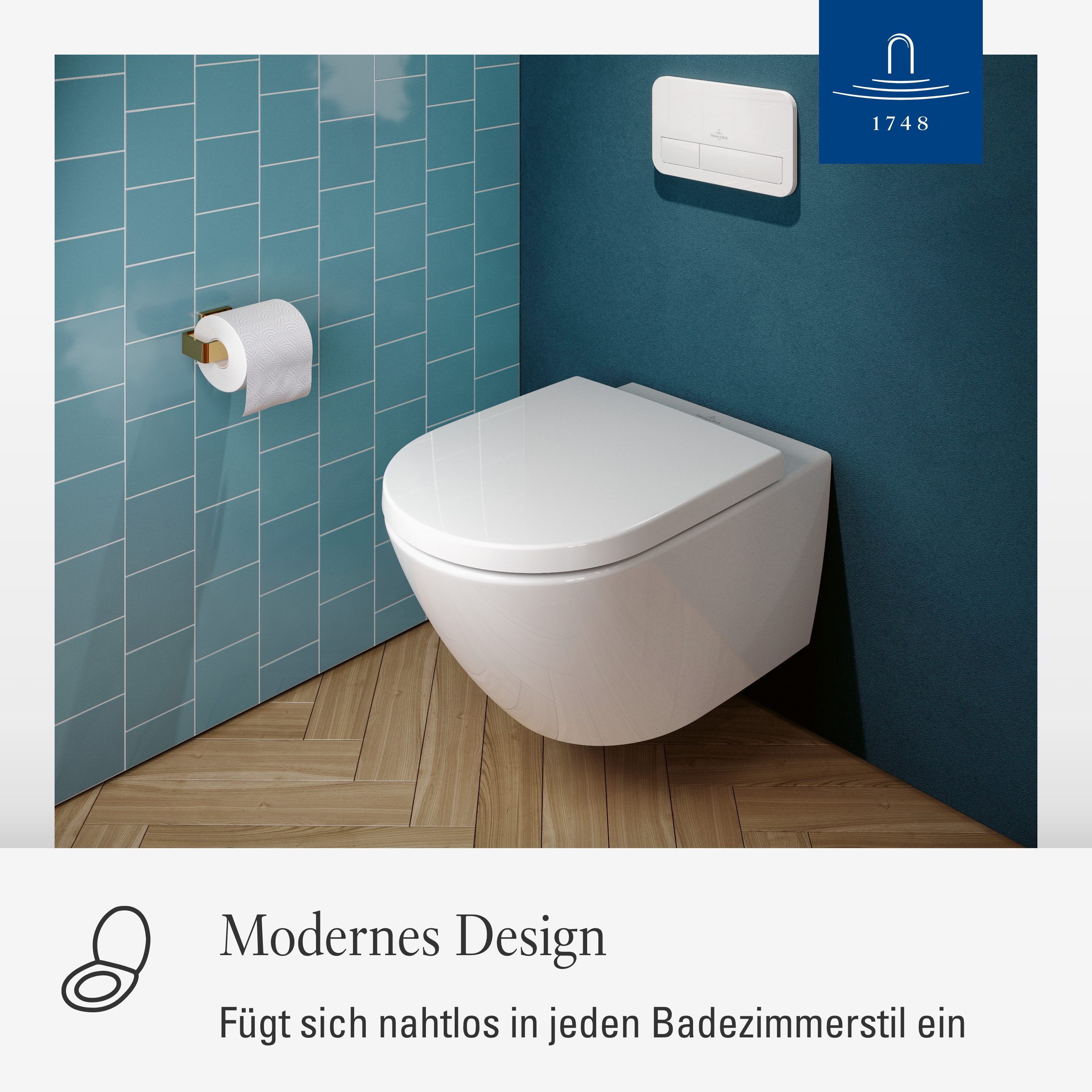 Villeroy & Boch WC-Sitz Subway 3., Toilettendeckel aus bruchsicherem Duroplast, D-Form, Weiß Alpin
