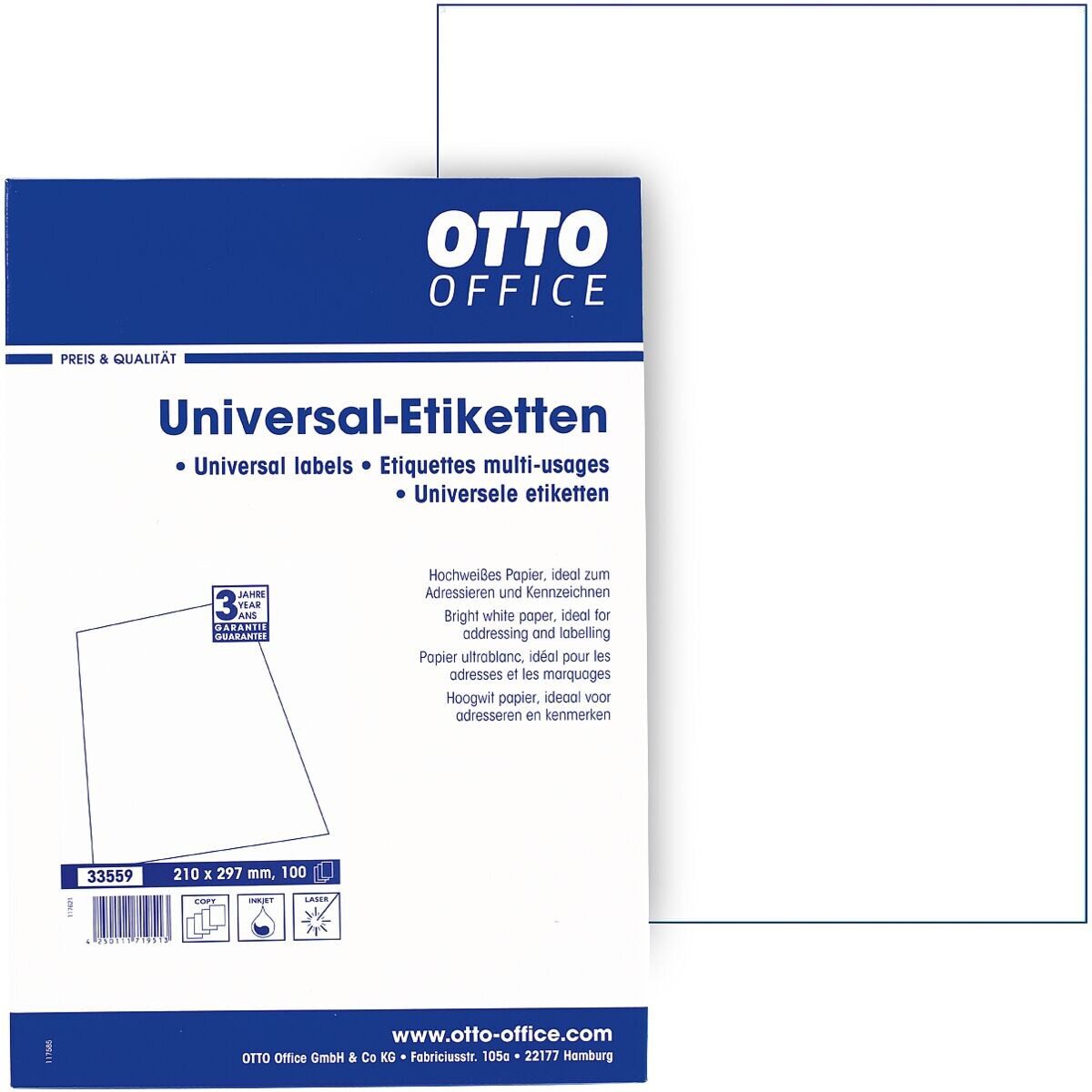 Otto Office Etiketten Standard, 100 Stück, Kennzeichnung (210x297 mm), selbstklebend