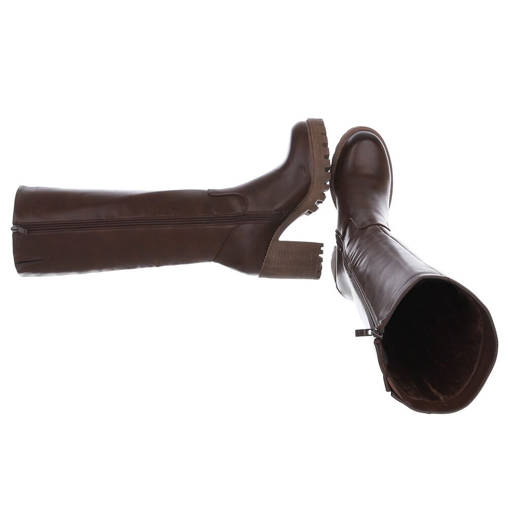 Ital-Design Stylische kniehohe Stiefel mit Blockabsatz für Damen High-Heel- günstig online kaufen