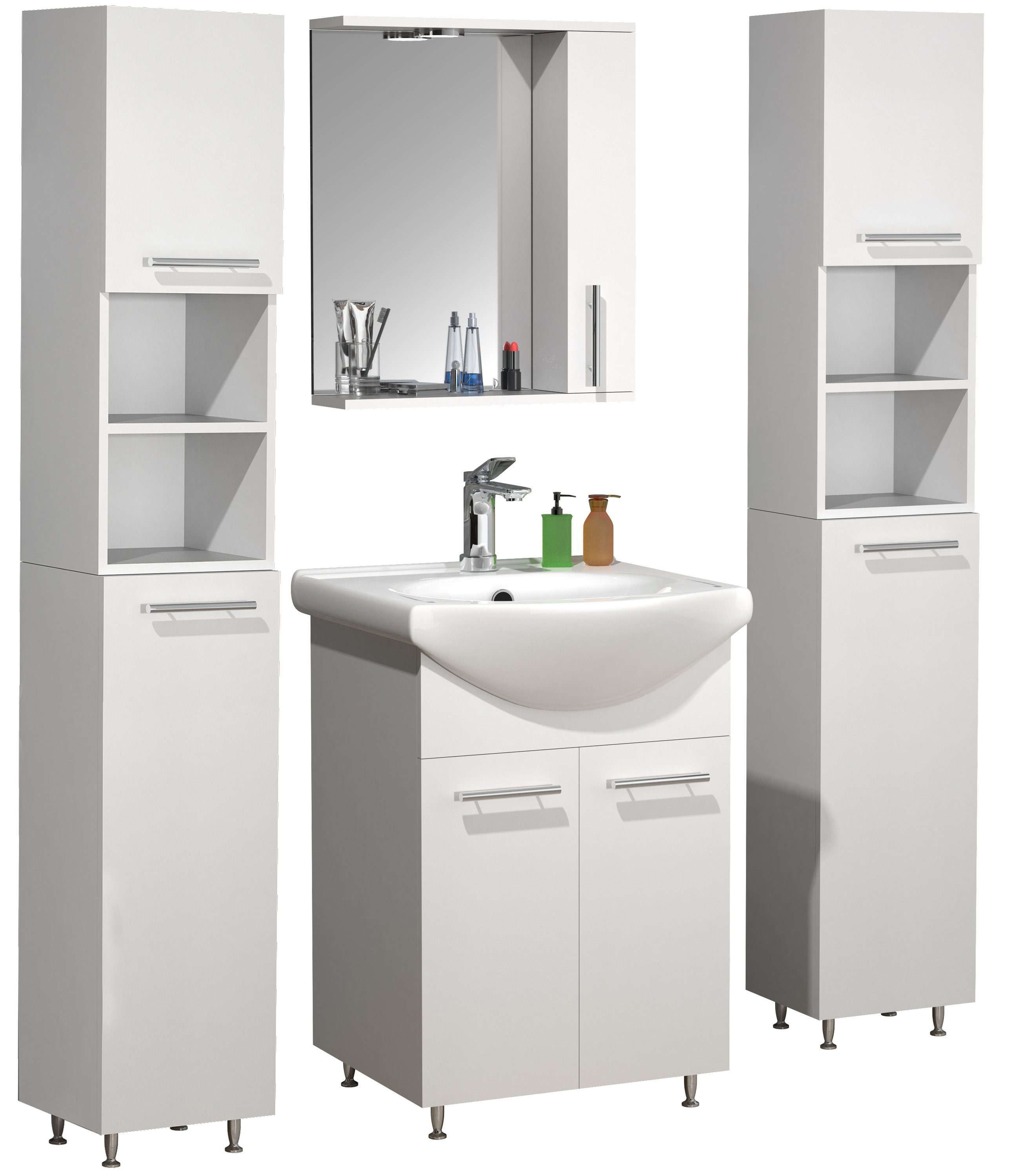 VCM Waschtisch 5tlg Waschplatz Waschtisch Spiegelschrank Lisalo M (5-St)