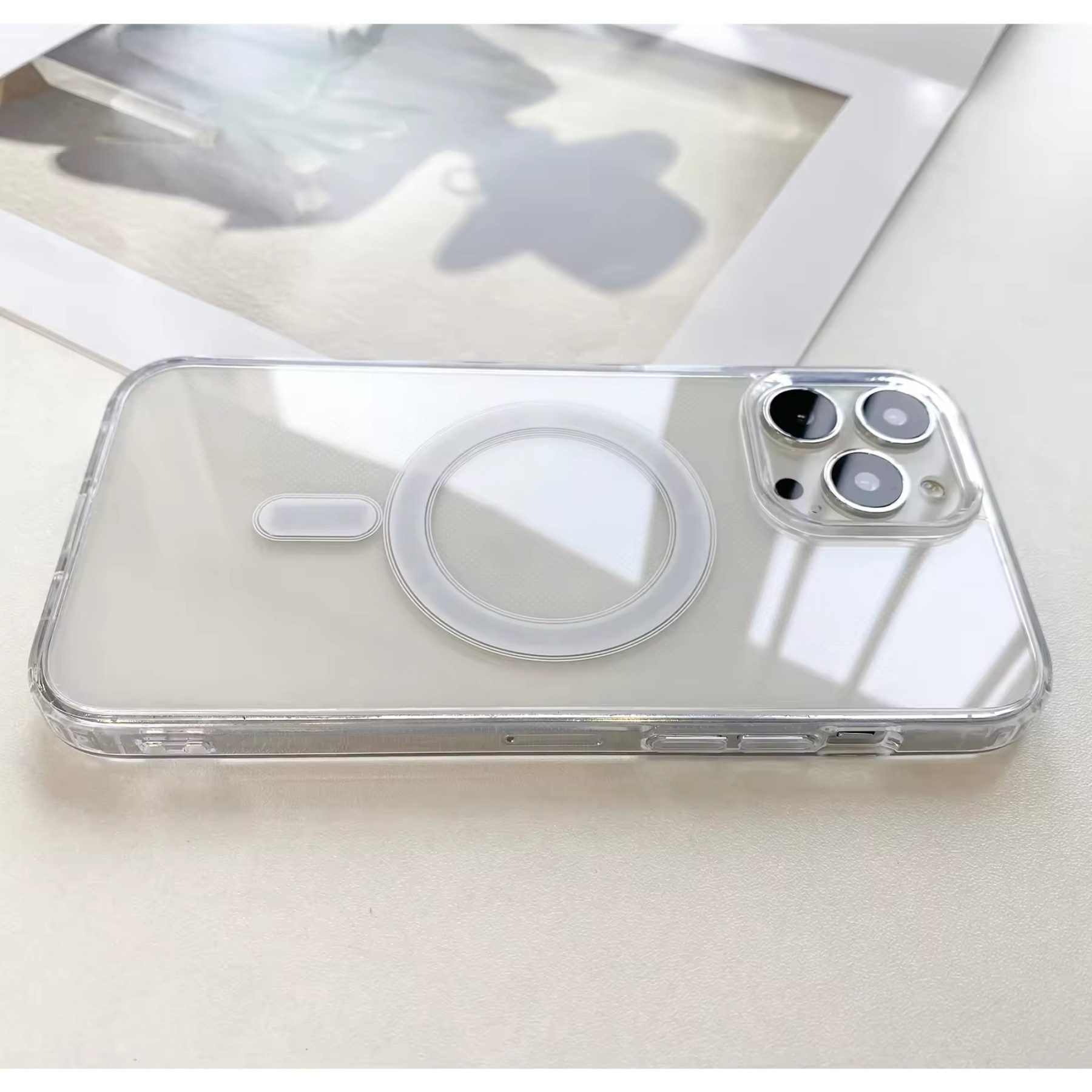 Alpha Electronics Handyhülle MagSafe Hülle für Apple iPhone 15 Pro Max Case transparent, wireless charging kompatibel, magnetisch