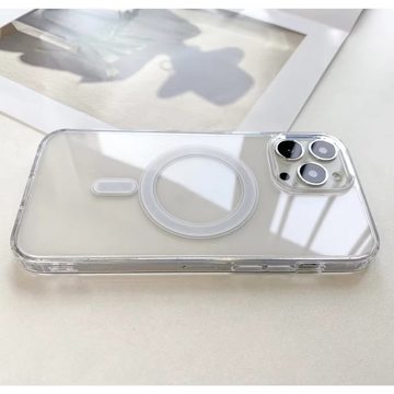 Alpha Electronics Handyhülle MagSafe Hülle für Apple iPhone 14 Case transparent, wireless charging kompatibel, magnetisch