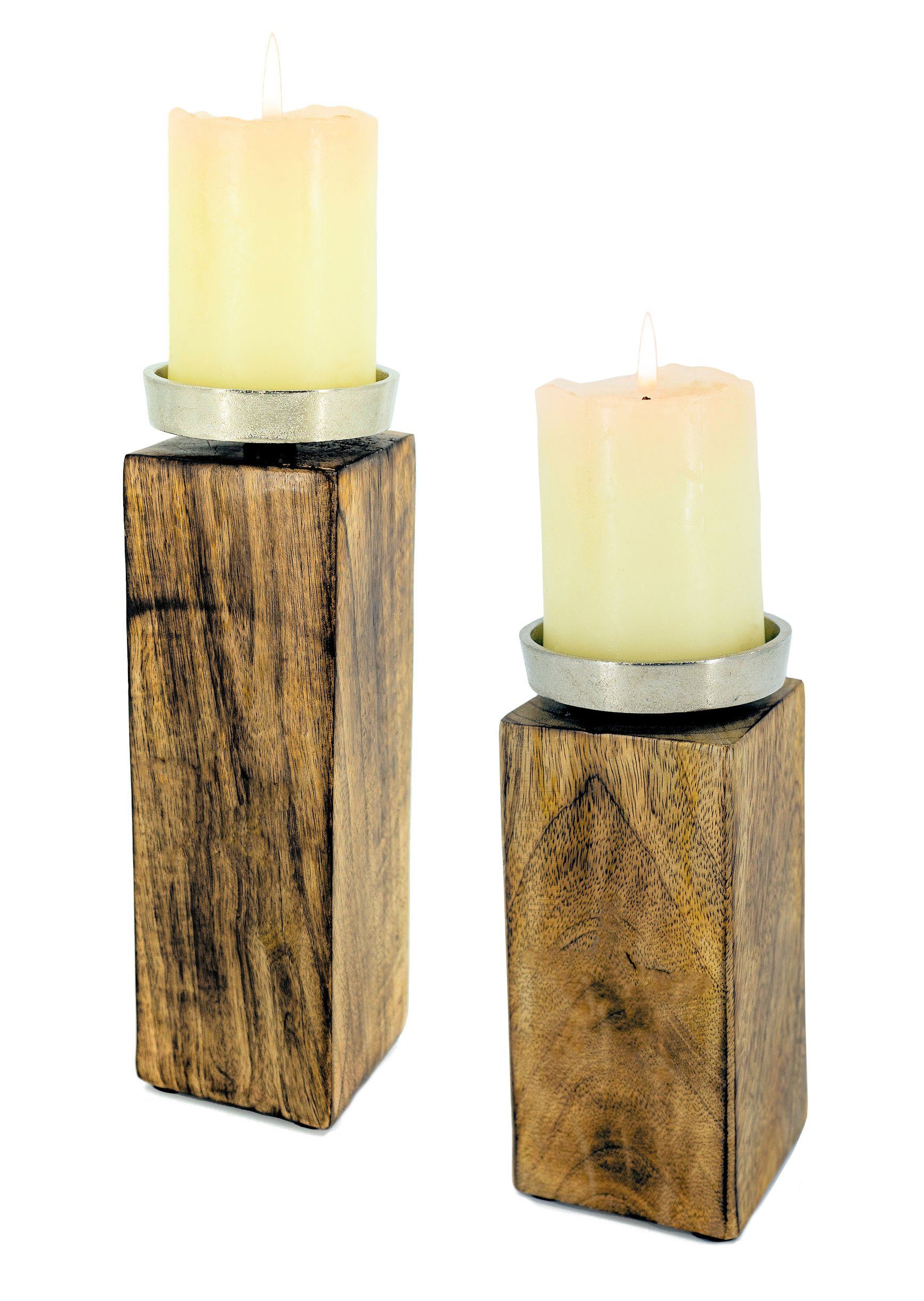Spetebo Kerzenständer Mango Kerzenständer m. Alu Halter - 2er Set (Set, 2 S günstig online kaufen