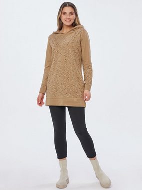 Sarah Kern Sweatshirt Longshirt koerpernah mit Nietenverzierung