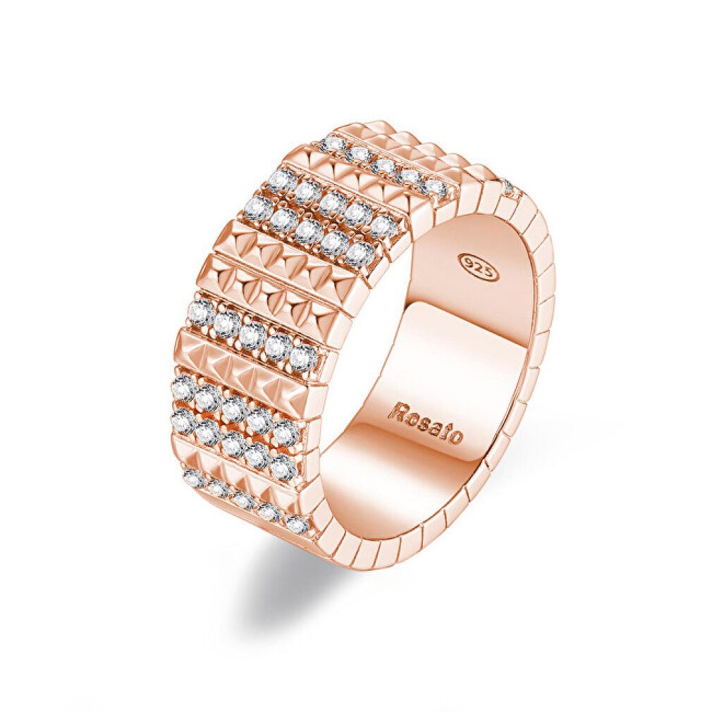 Rosato Fingerring Cubica RZCU58 shiny bronze ring with zircons - Circuit: 58 mm