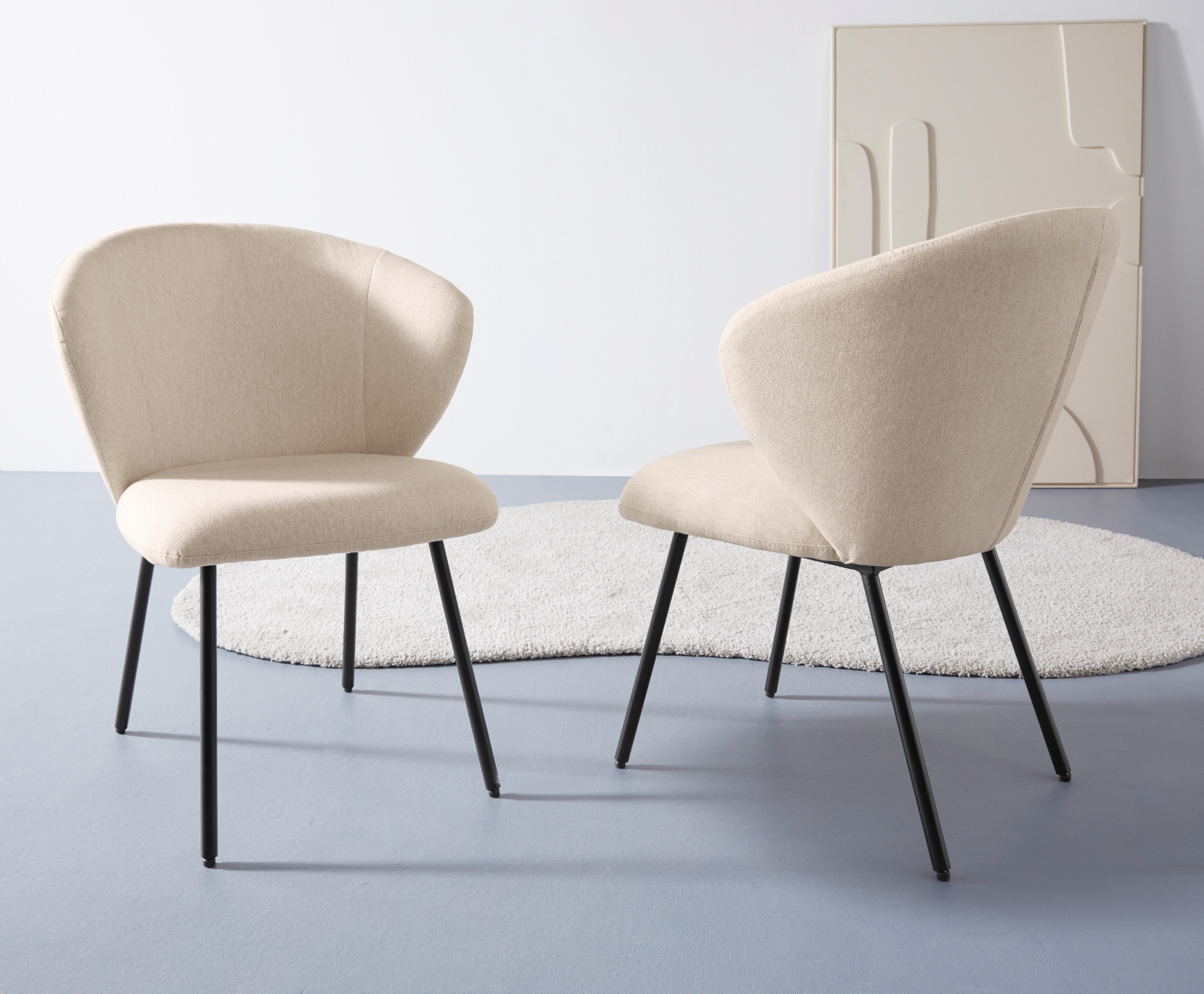 LeGer Home by Lena Gercke Esszimmerstuhl Galilea (Set, 2 St), mit elegantem Strukturstoffbezug und stabilem Metallfuß