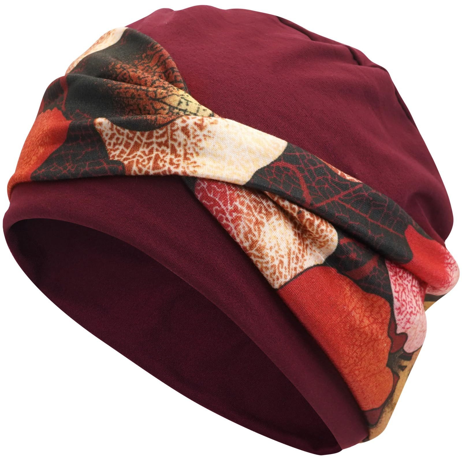 nsihing Turbanmütze Turbanmütze Damen, Boho Blumenmuster, Elastische Kopfbedeckung Weich, Atmungsaktiv & Bequem für Alltag und Freizeit