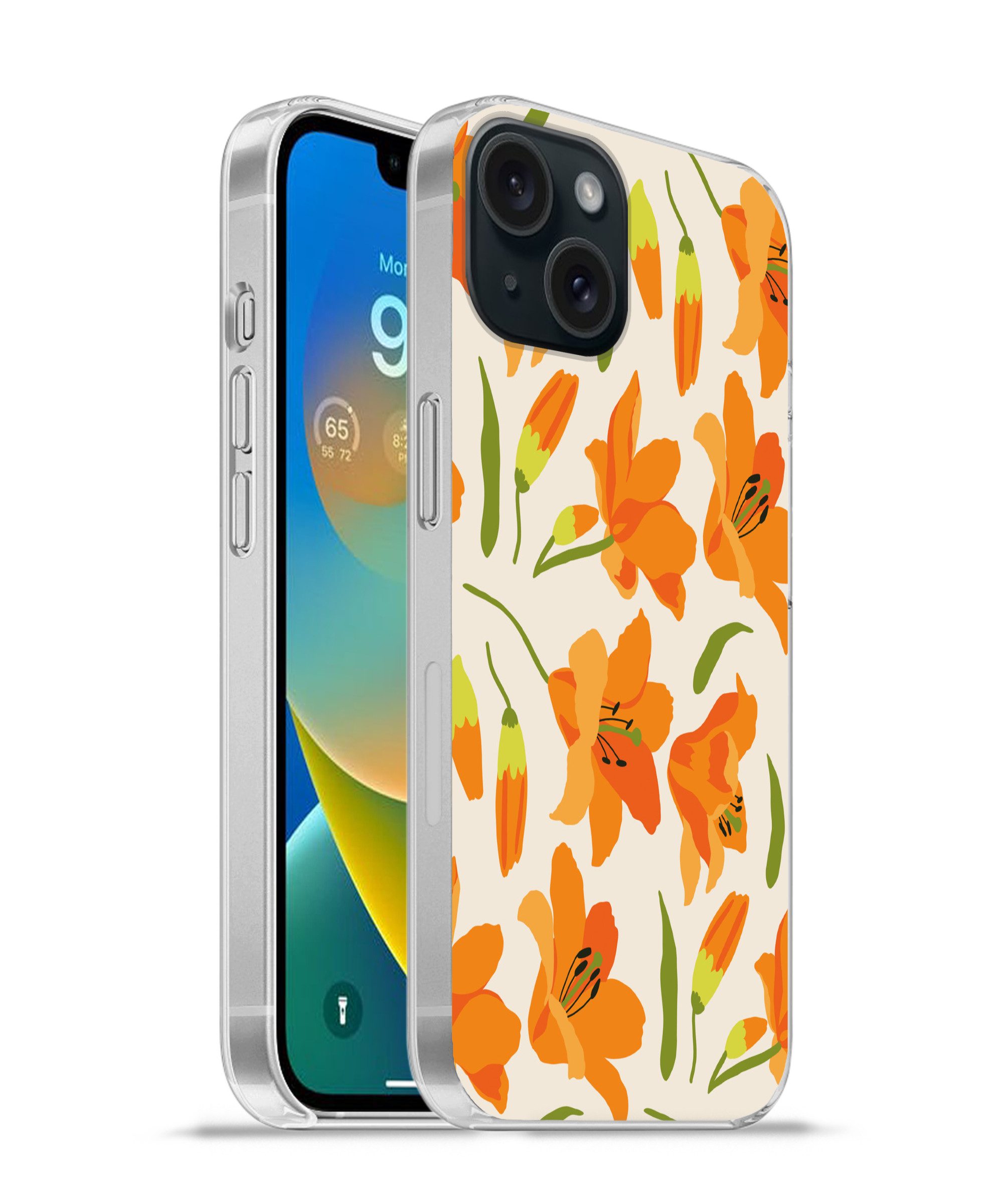 MuchoWow Handyhülle für Apple iPhone 15 Blumen - Lilie - Muster, Smartphone-Bumper, Print, Handy Schutzhülle Dünn