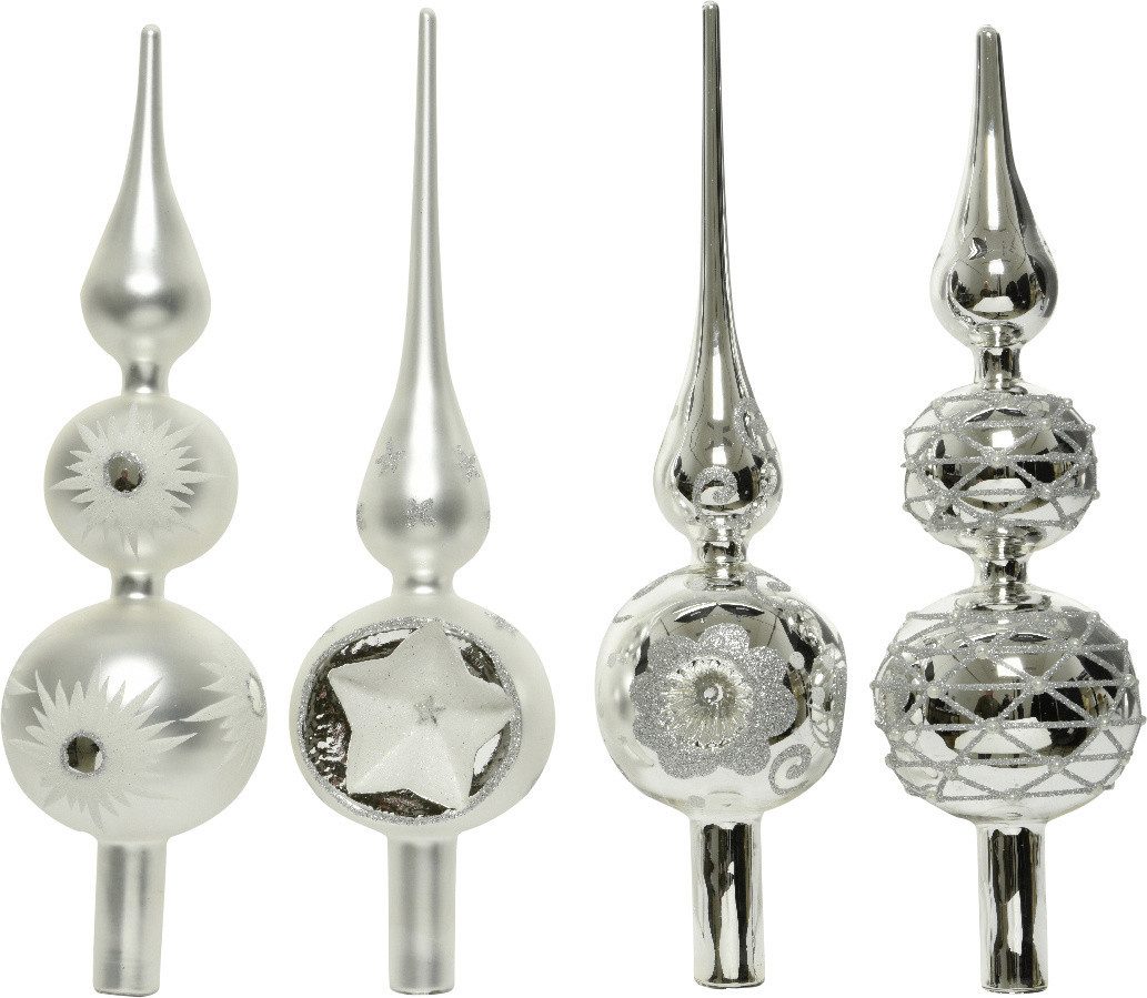 Kaemingk Christbaumschmuck Kaemingk Weihnachtsbaumspitze Glas silber 31 cm