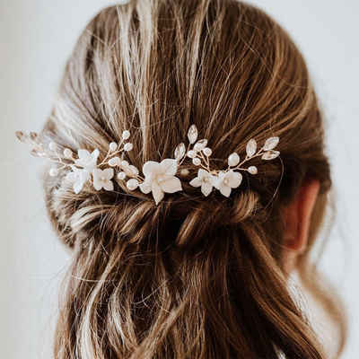 zggzerg Haarnadeln »3 Stück Braut Haarschmuck Blume Haarnadeln Hochzeit Kopfschmuck mit Perlen Braut Haarschmuck für Frauen und Mädchen«