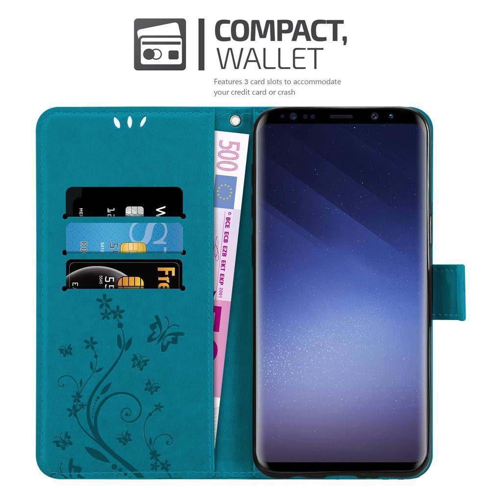 Cadorabo Handyhülle für Samsung Galaxy S9 PLUS Hülle Samsung Galaxy S9 PLUS, Hülle Schutzhülle Blumen Flower mit Standfunktion Kartenfach Magnet