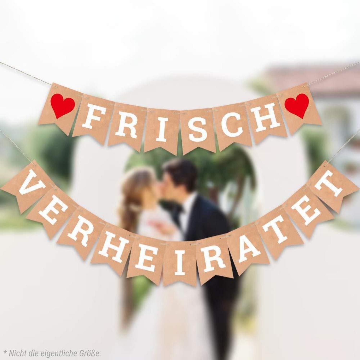 LuxusKollektion Girlande Hochzeitsbanner Frisch Verheiratet Braun Weiss