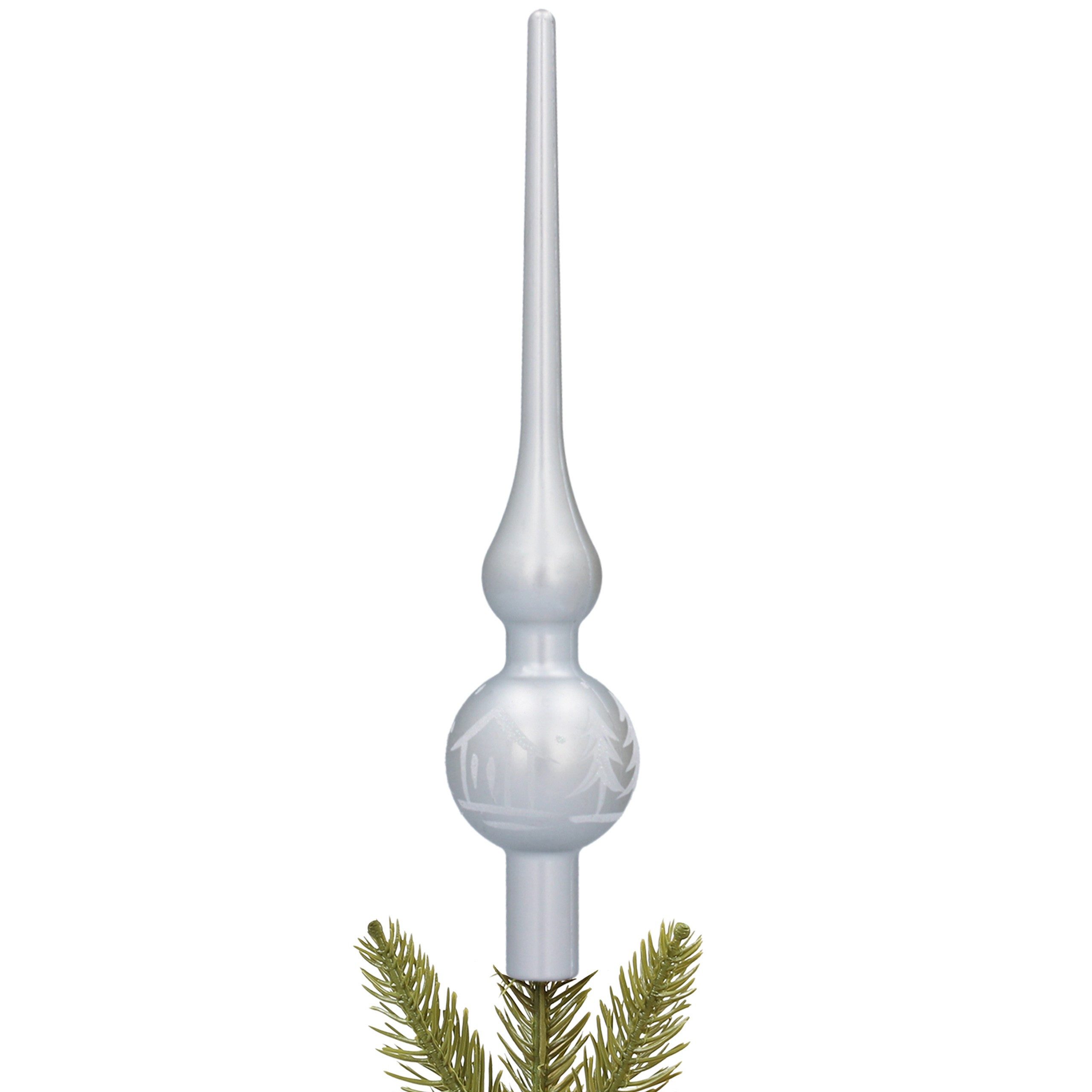 Sarcia.eu Christbaumspitze Silberne Christbaumspitze, kleine Spitze für Weihnachtsbaum, 20 cm