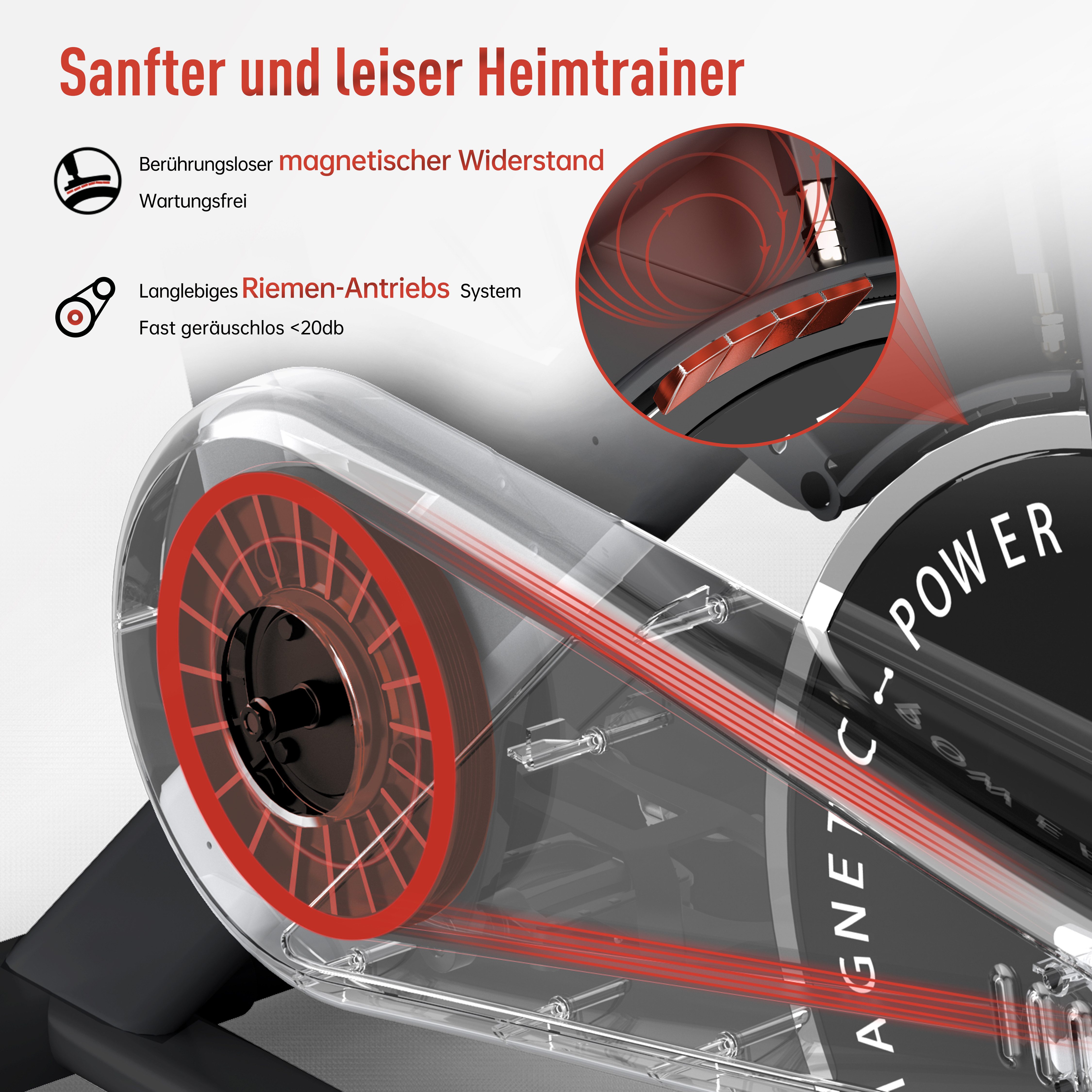 PASYOU Speedbike PASYOU Magnetisches Trainingsrad für zu Hause-Belastbarkeit 150 kg, Magnetischer Widerstand, LCD Monitor mit RPM, IPad-Halterung