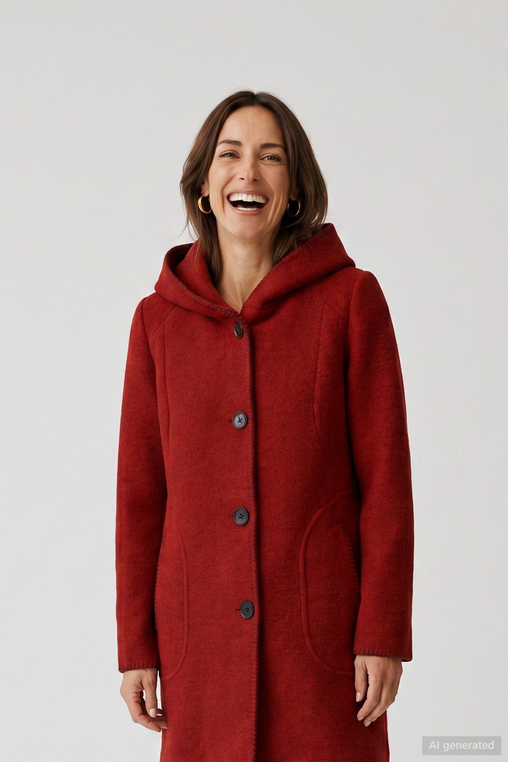 Barbara Lebek Wolljacke Wintermantel oder Damenmantel mit Innentasche