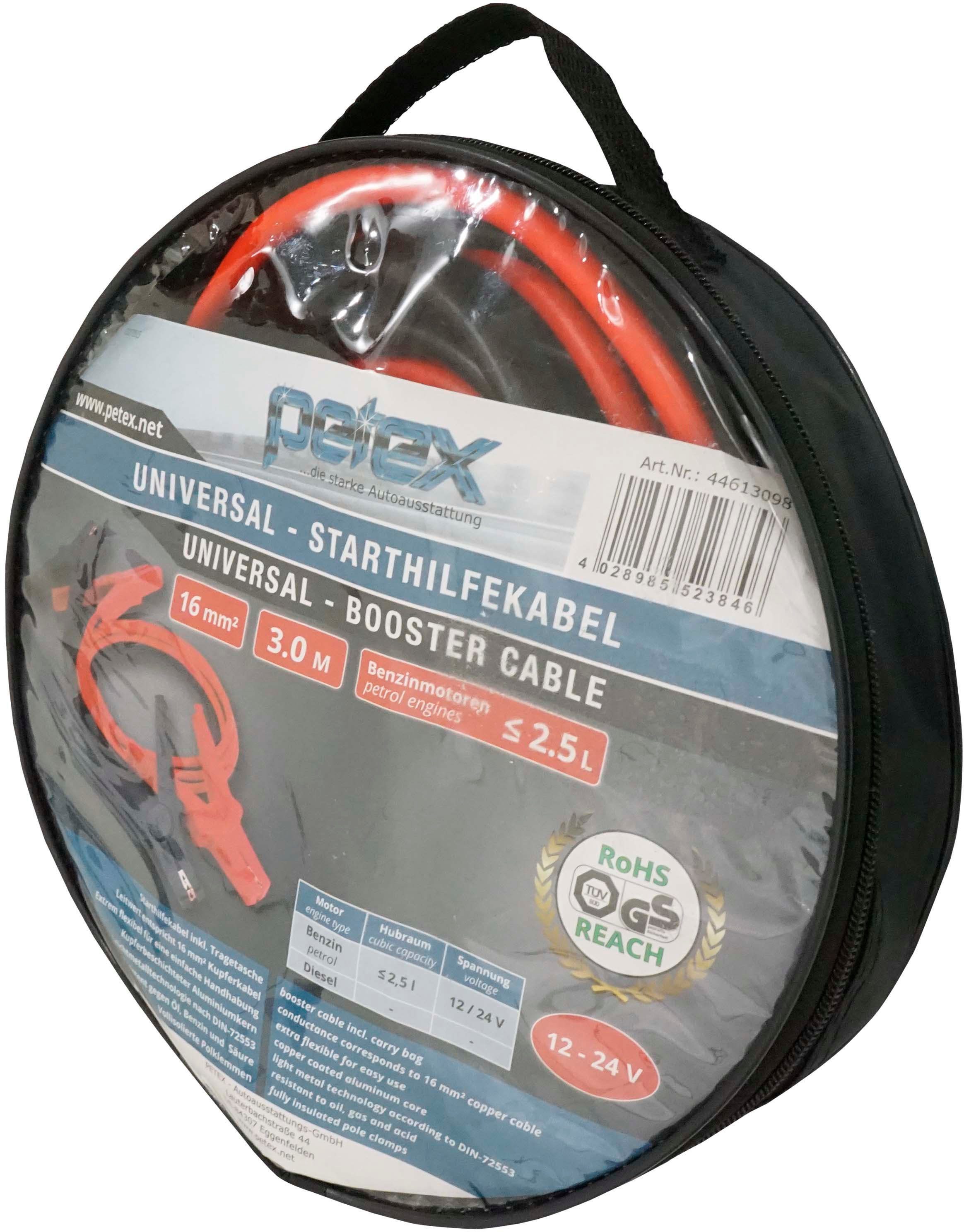 Petex Starthilfekabel, (300 cm), 16 mm², 3 Meter, Nennspannung: 12 - 24 Volt