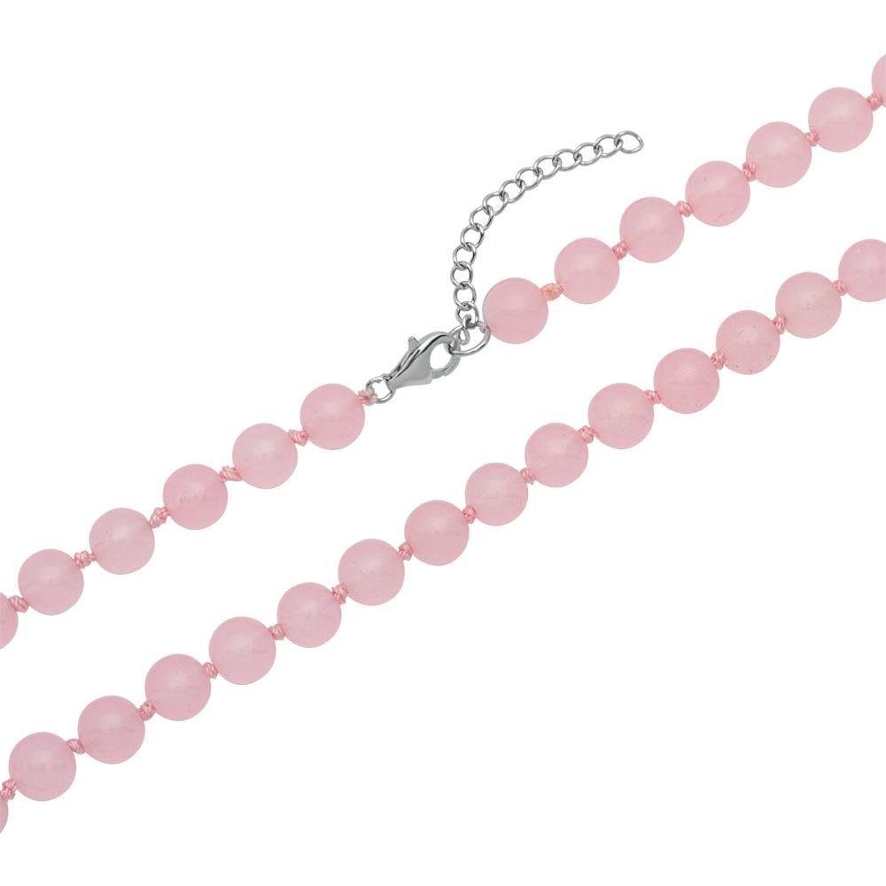 Unique Perlenkette Unique Halskette aus rosa Jadeperlen Silberverschluss PN0016