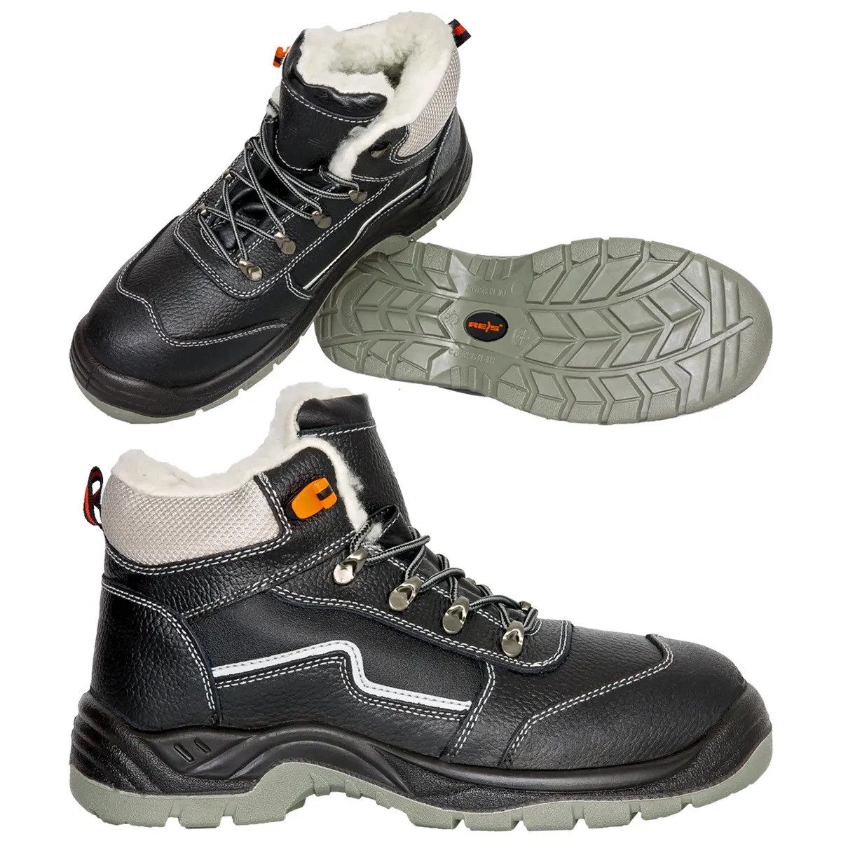 Reis Winterschuhe Warm Gefüttert Arbeitsschuhe Kunstpelz Leder Arbeitsschuh