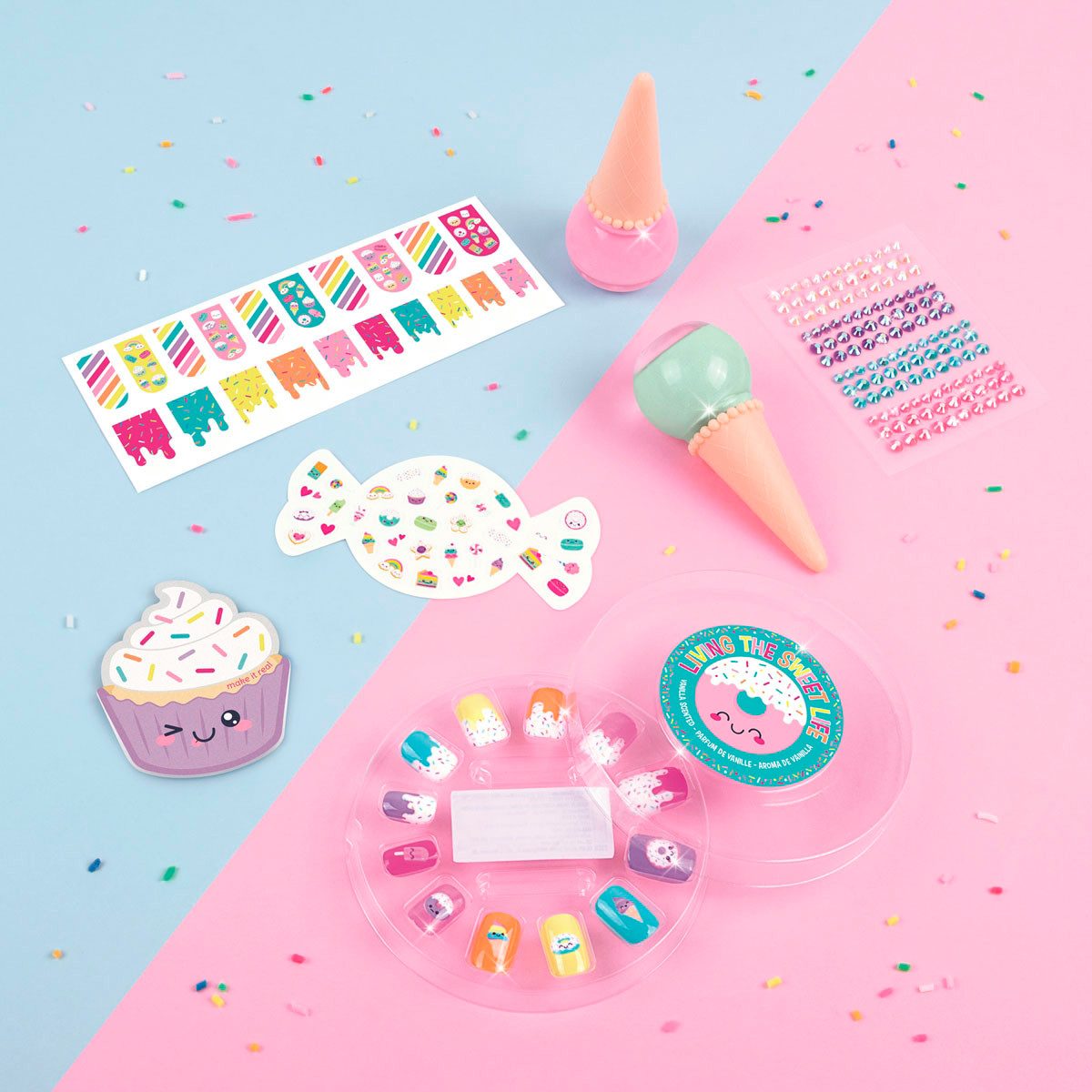 Make it real Kreativset Süßigkeiten Nagelset mit Vanilleduft, für Kinder