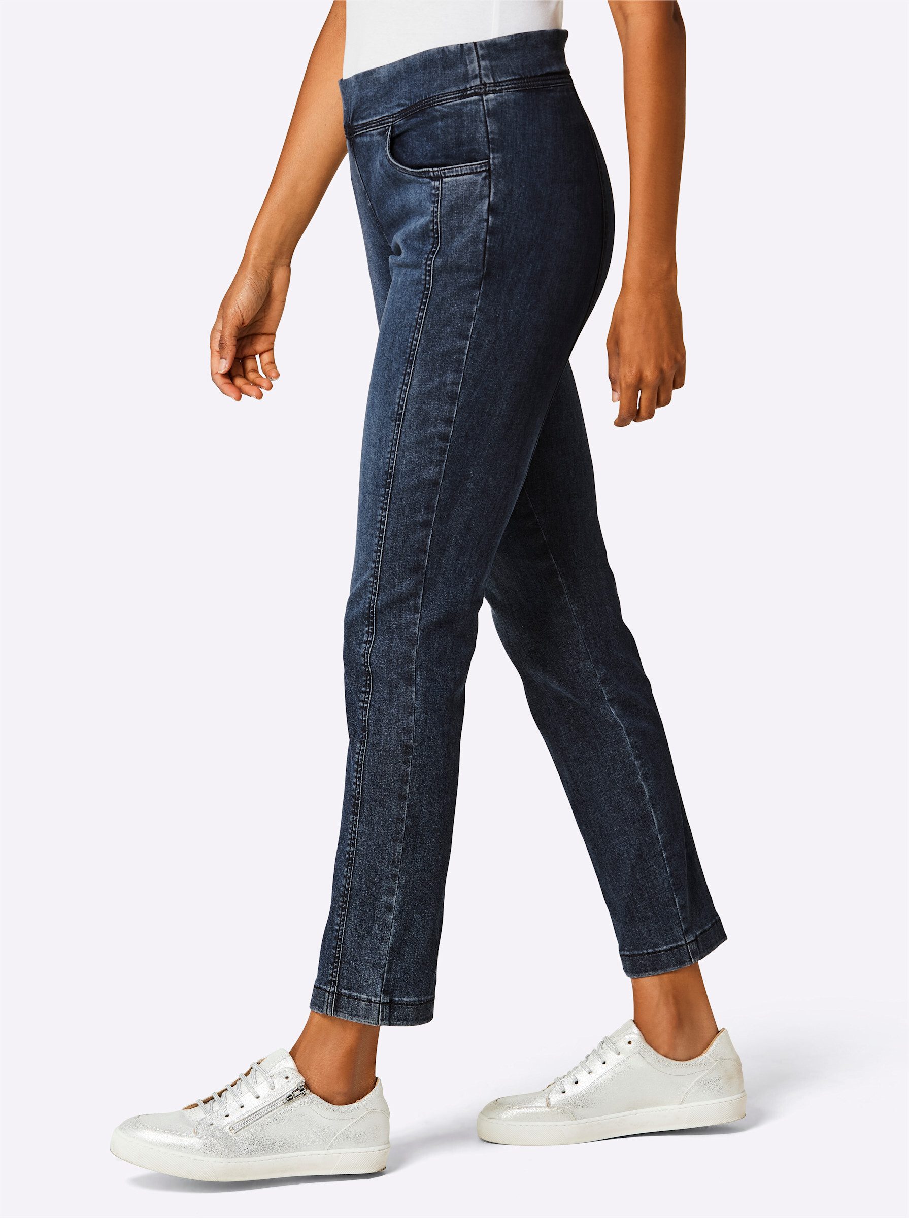 ascari Jeansshorts Lyocell-Baumwoll-Schlupfjeans leicht vertieft günstig online kaufen