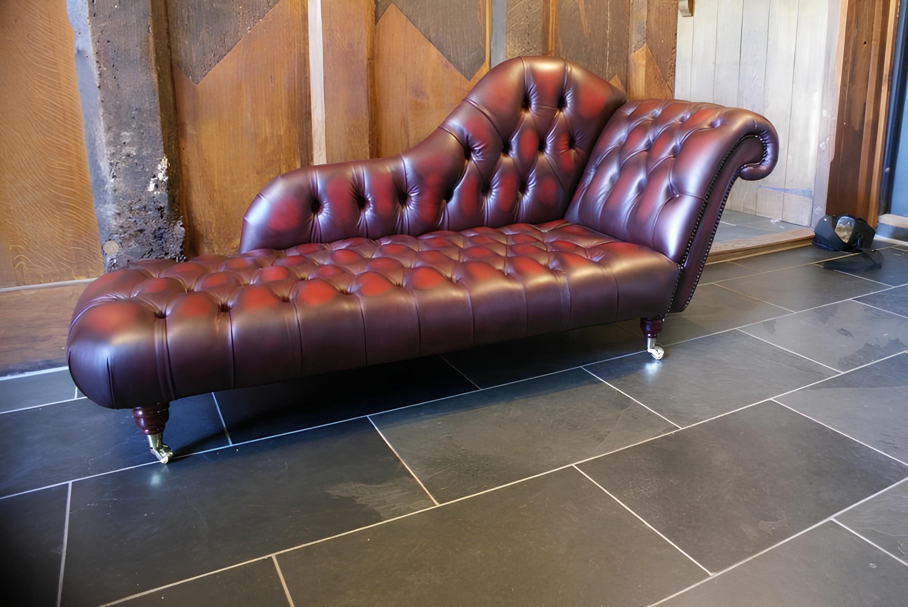 JVmoebel Chaiselongue Chesterfield Sofa Liege aus Leder mit Chaiselongue-Funktion, Made in Europa