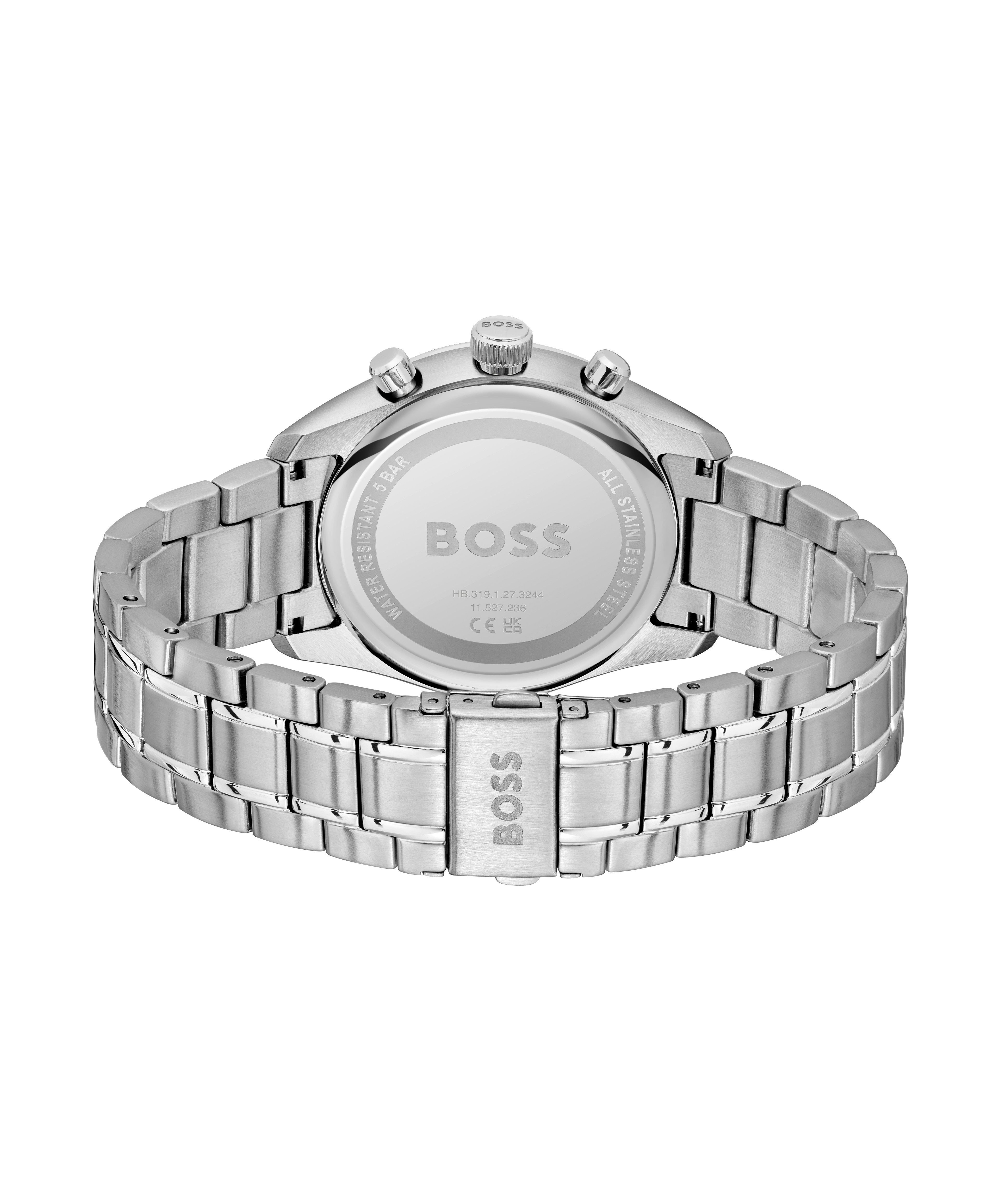 BOSS Chronograph GRAND PRIX 44 1514266, Armbanduhr, Herrenuhr, Edelstahlarmband, analog, Tag, Stoppfunktion
