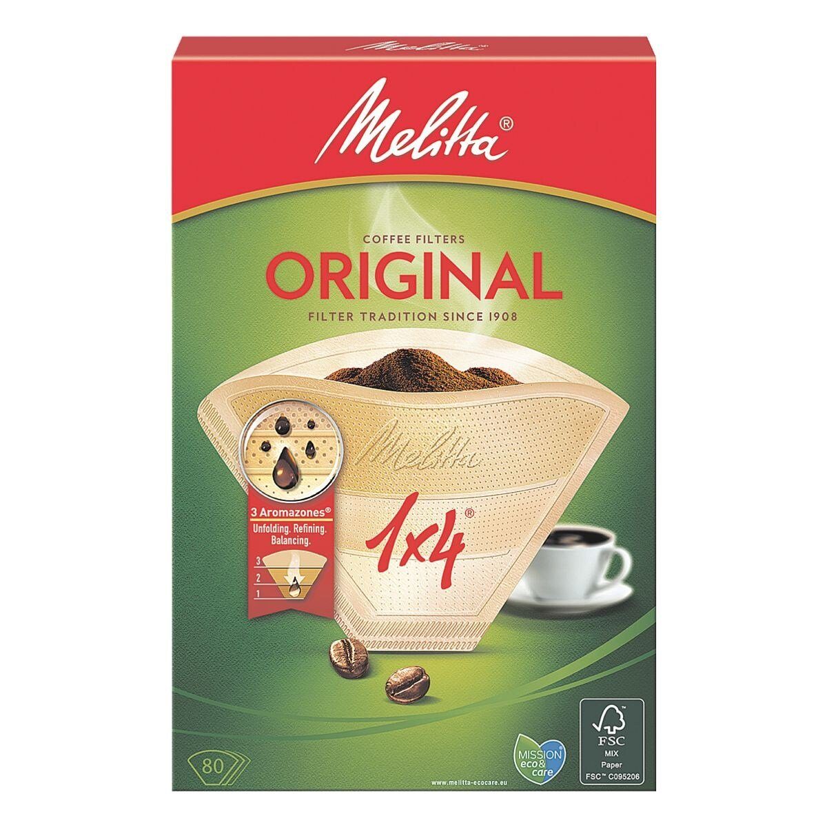 Melitta Papierfilter 1x4 Aroma, Papier, 1x4 braun