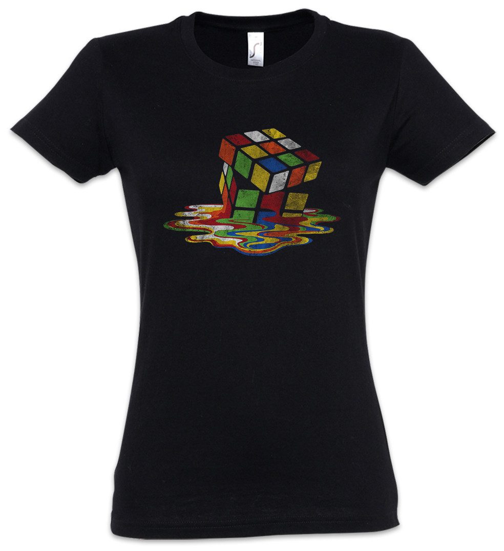 Print-Shirt Vintage Cube Melting Damen T-Shirt Zauberwürfel 80s Magic Speed Cubing