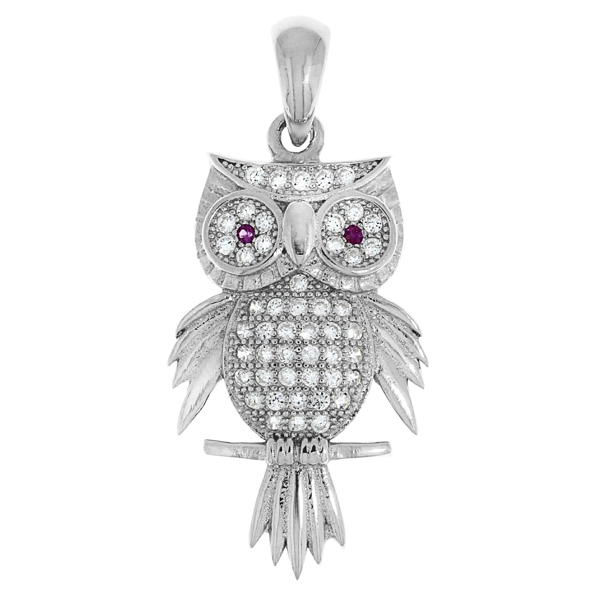 Kettenanhänger 925/- Sterling Silber rhodiniert Motiv Eule
