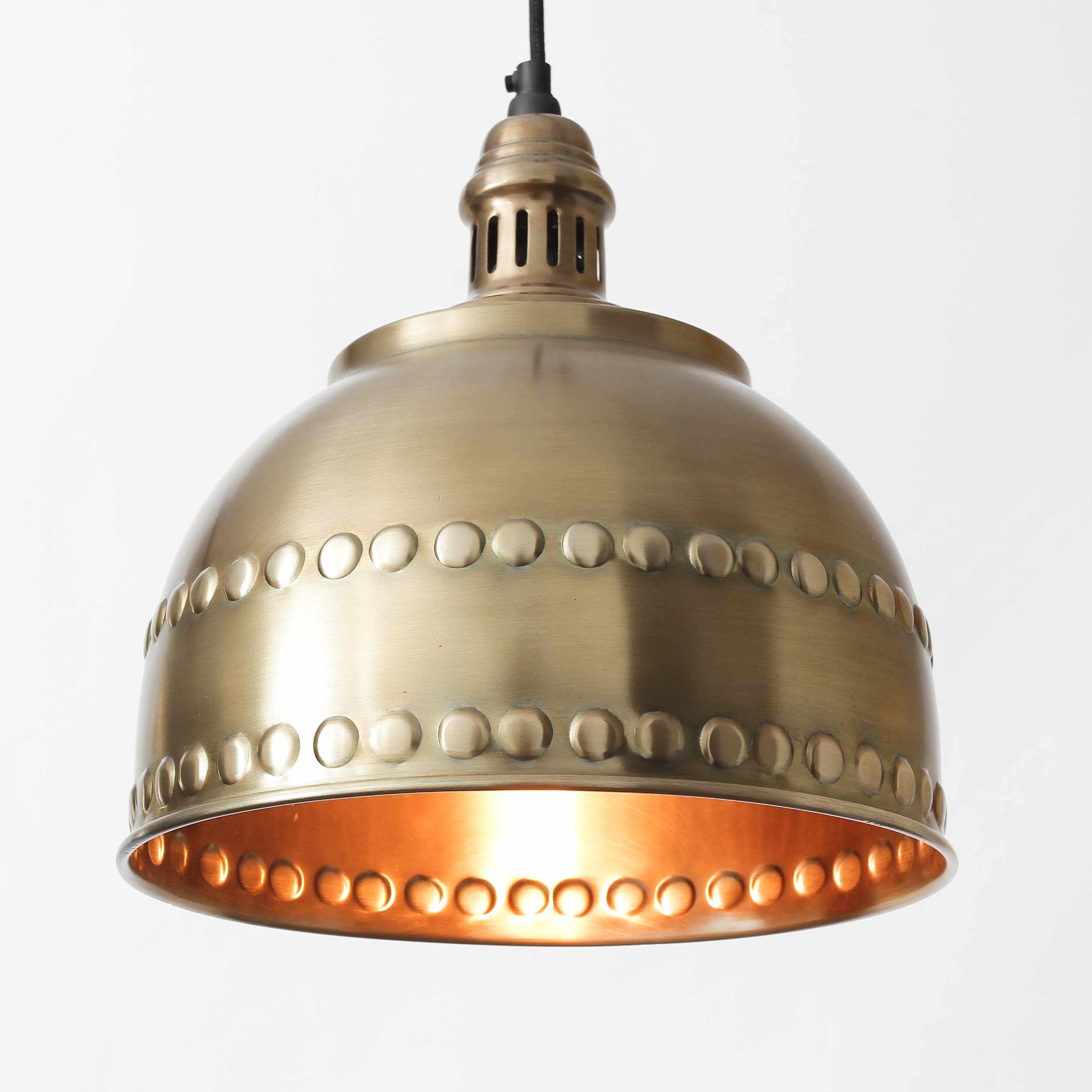 Licht-Erlebnisse Pendelleuchte STUDDED, ohne Leuchtmittel, Hängeleuchte Metall in Bronze Esszimmer Küche E27 Hängelampe