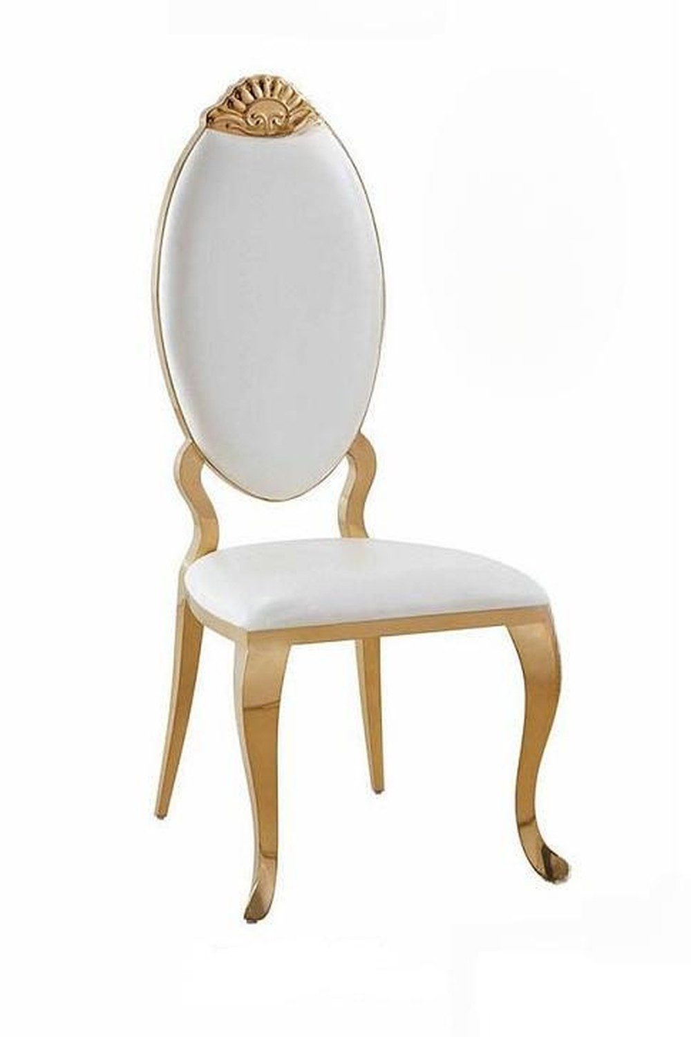 JVmoebel Esszimmerstuhl Sessel Clubstuhl Polsterstuhl Holz Edelstahl Stoff Weiß, Made in Europa