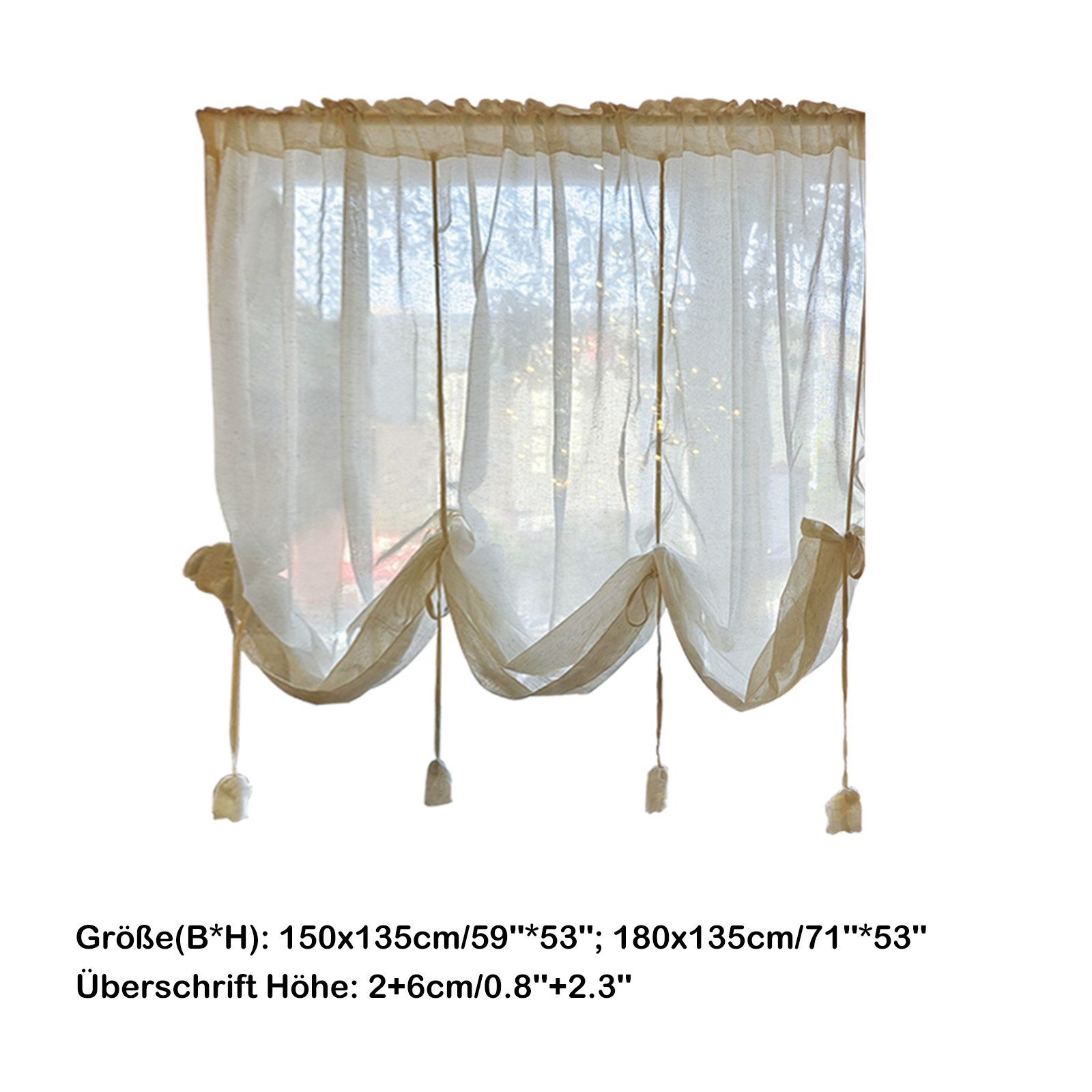 BTTO V&G Bindegardine Raffrollo Leinen Türvorhang Halbtransparent Sichtschu günstig online kaufen