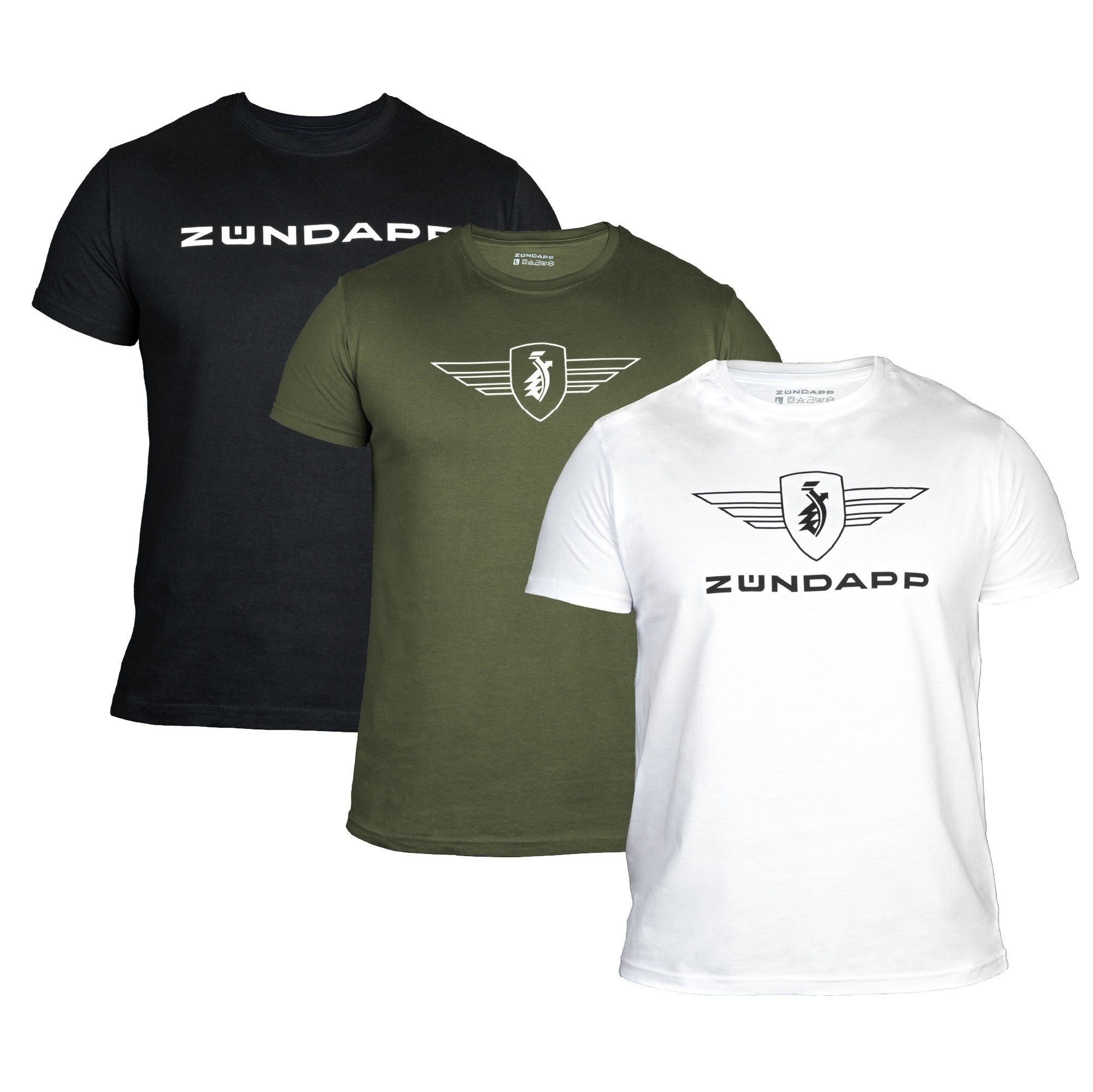 Zündapp T-Shirt (Dreierpack) Dreierpack Basic Shirt unisex 100 % Baumwolle