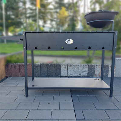 Grillpeter Holzkohlegrill Mangal Set Batyr XL Schaschlikgrill 100cm mit Grillrost Kasan 8L