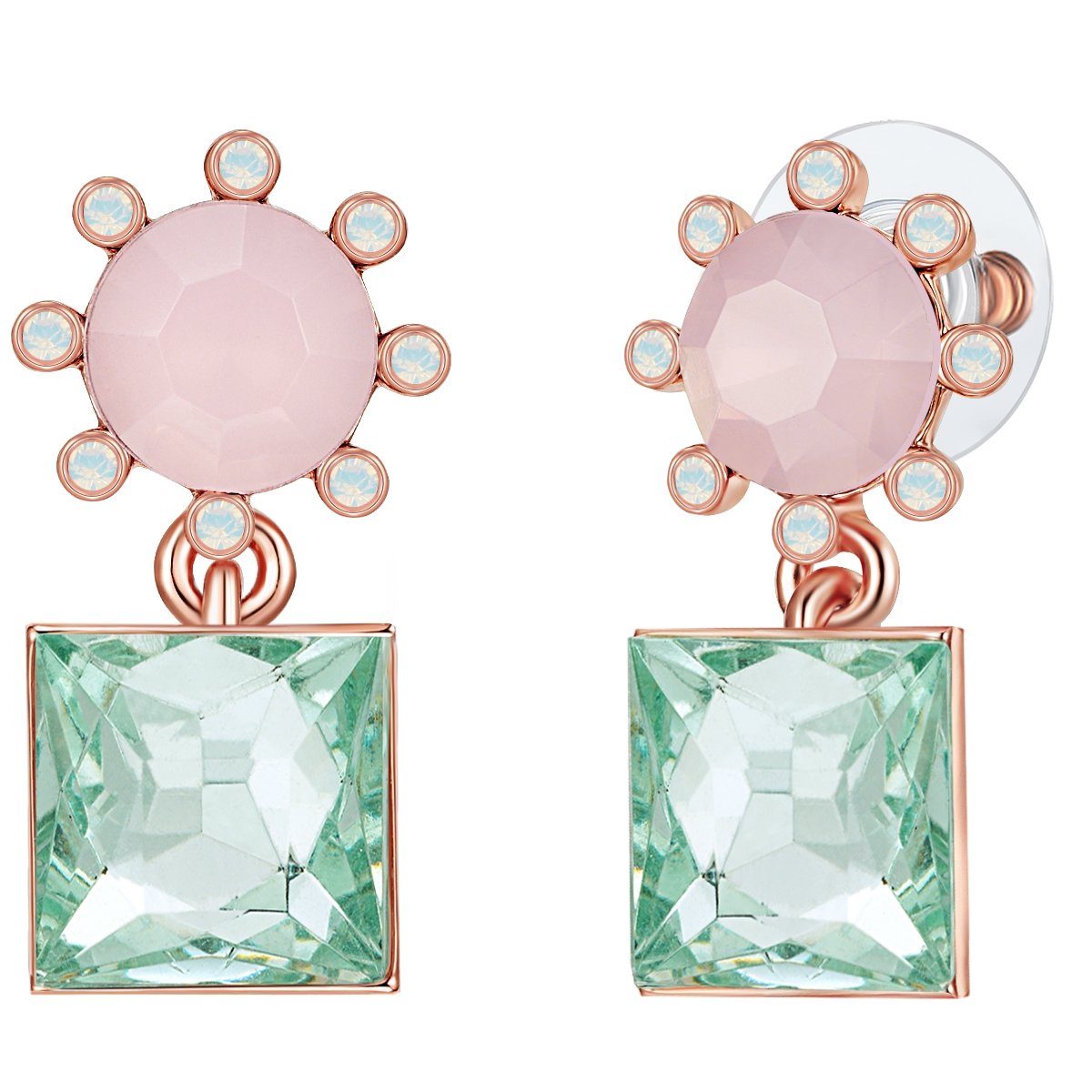 Lulu & Jane Paar von Swarovski® Ohrhänger mit weiß Ohrhänger Kristallen verziert roségold