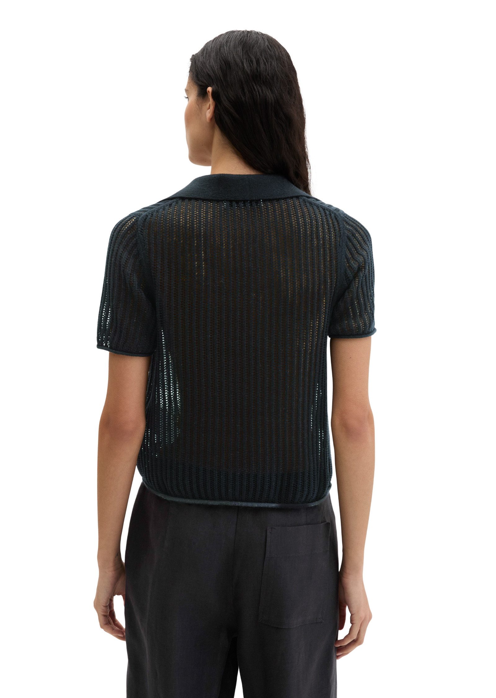 Marc O'Polo Polokragenpullover aus Bio-Baumwolle-Leinen-Mix