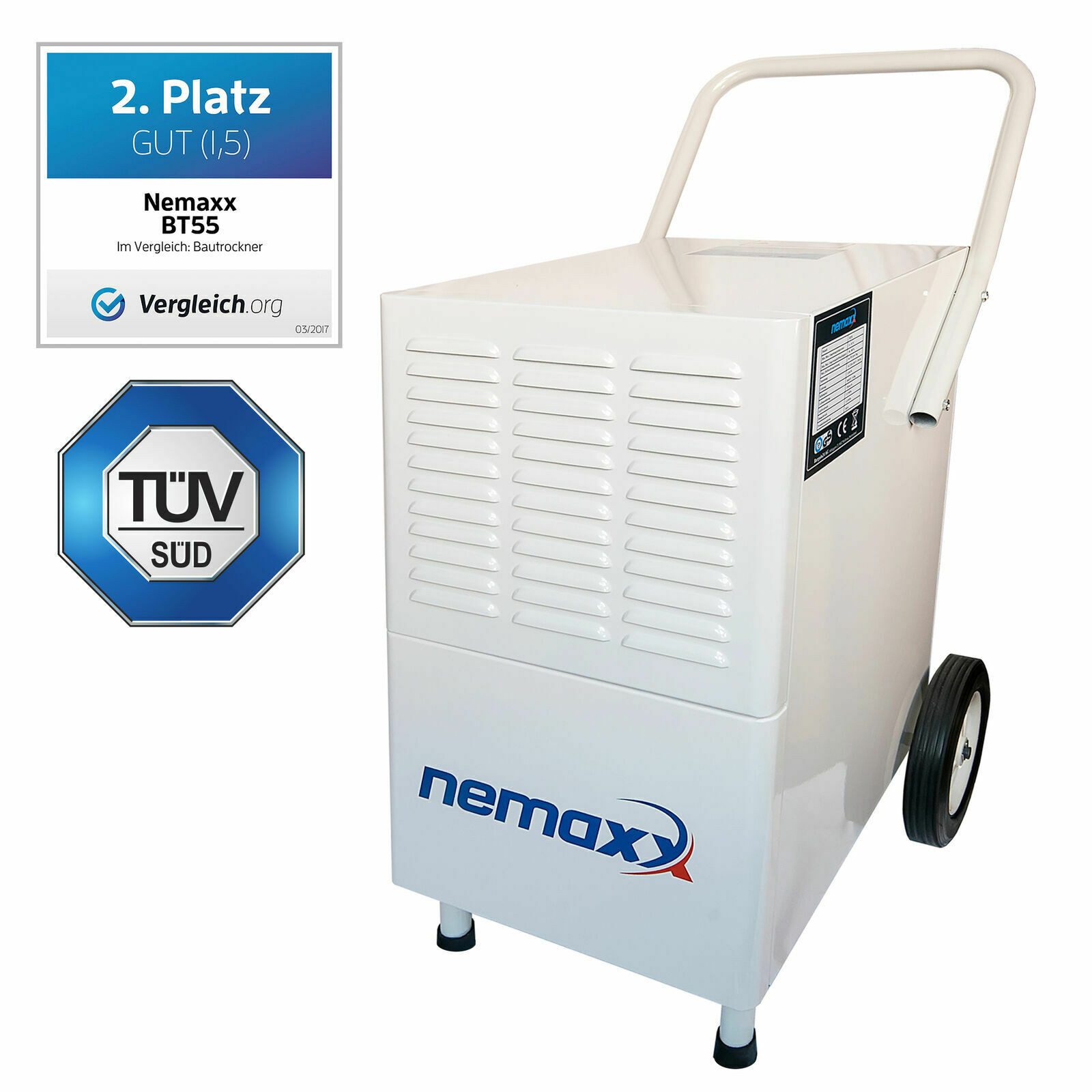 NEMAXX Bautrockner BT55, Entfeuchtung 55,00 l/Tag, Abnehmbarer Wassertank, Tragegriff