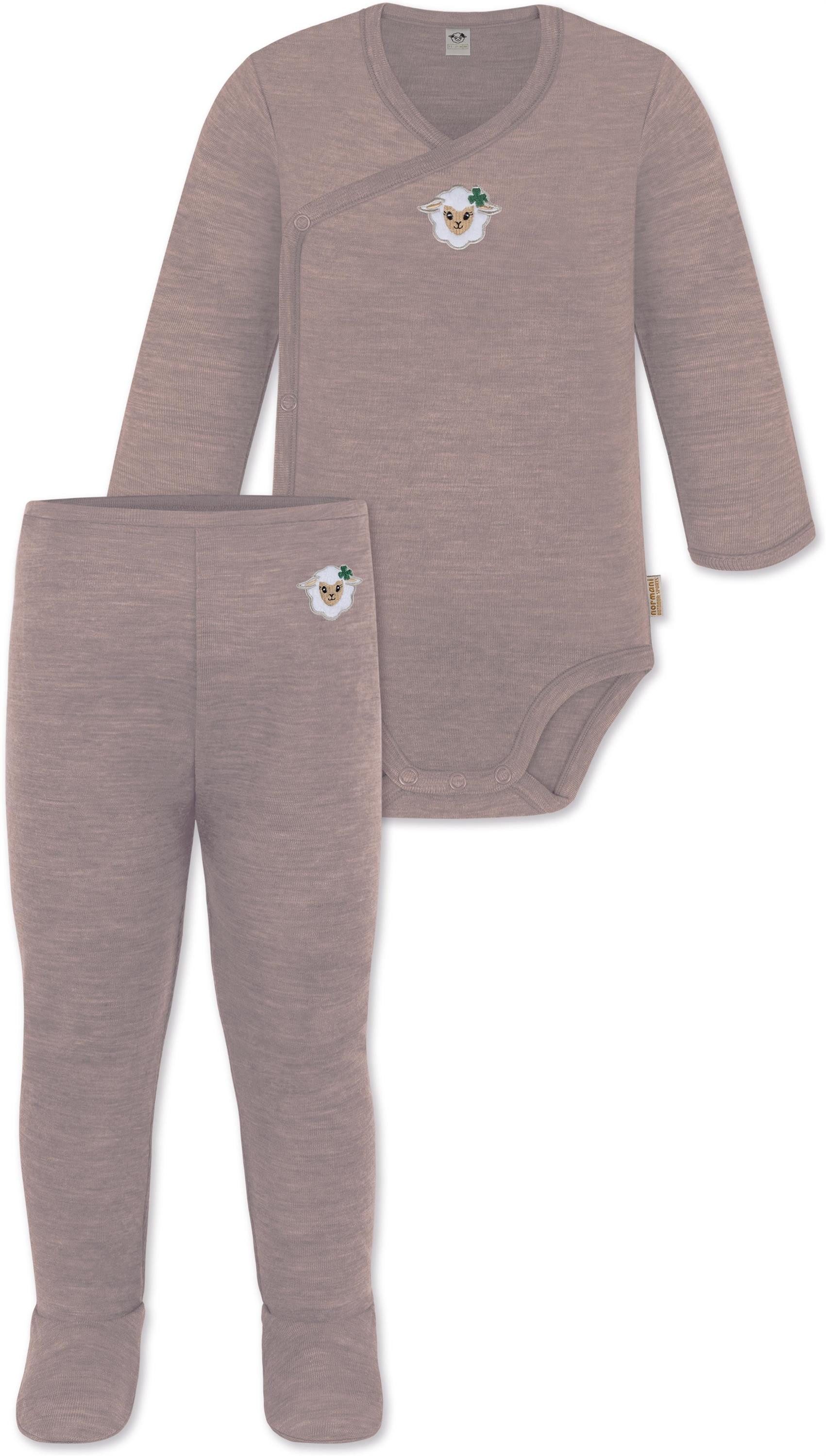 Langarmwickelbody Baby Merino Langarm Wickelbody und Merino Hose
